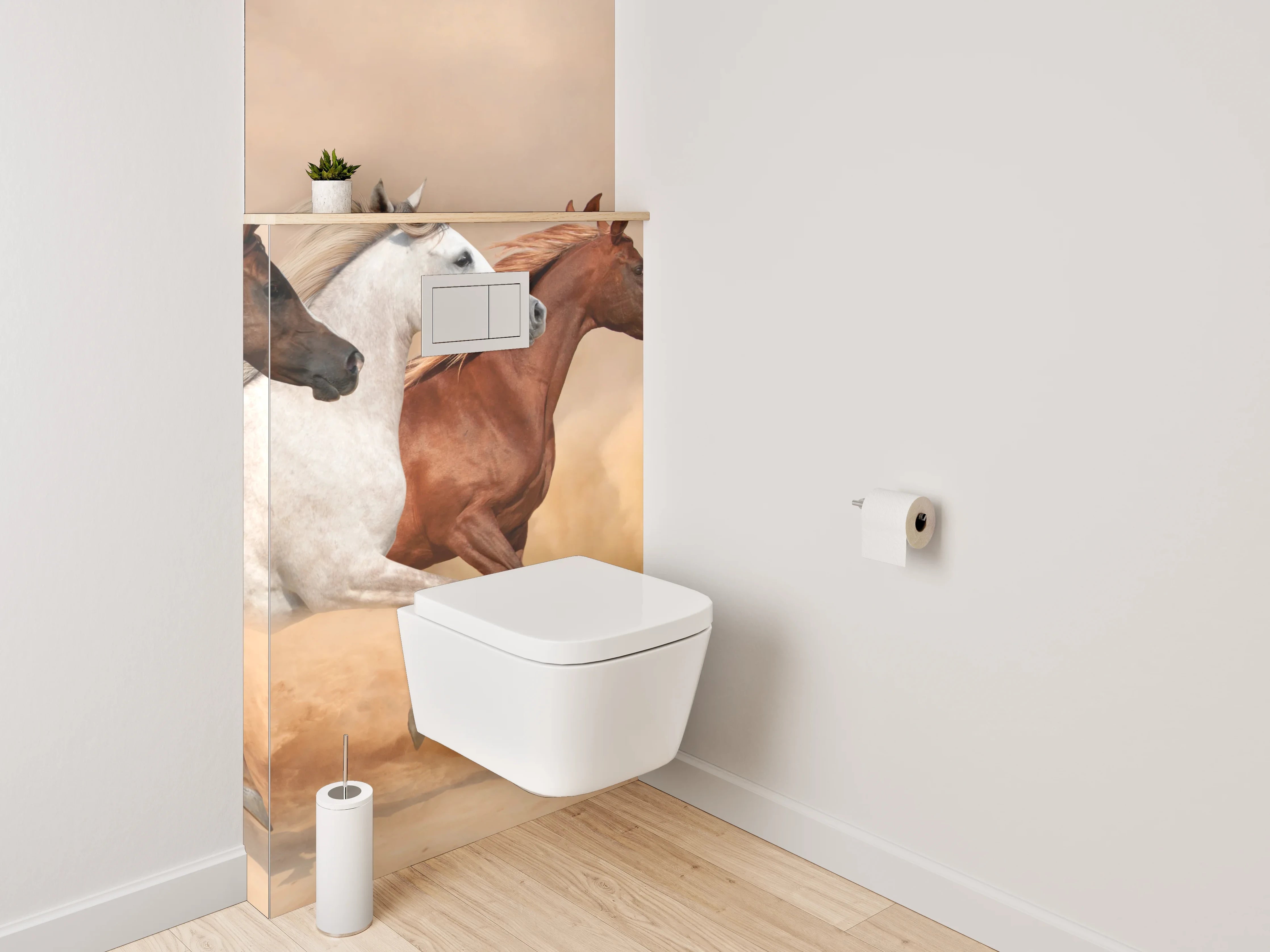 WC-Rückwand - Wildpferde in der Wüste Panorama
