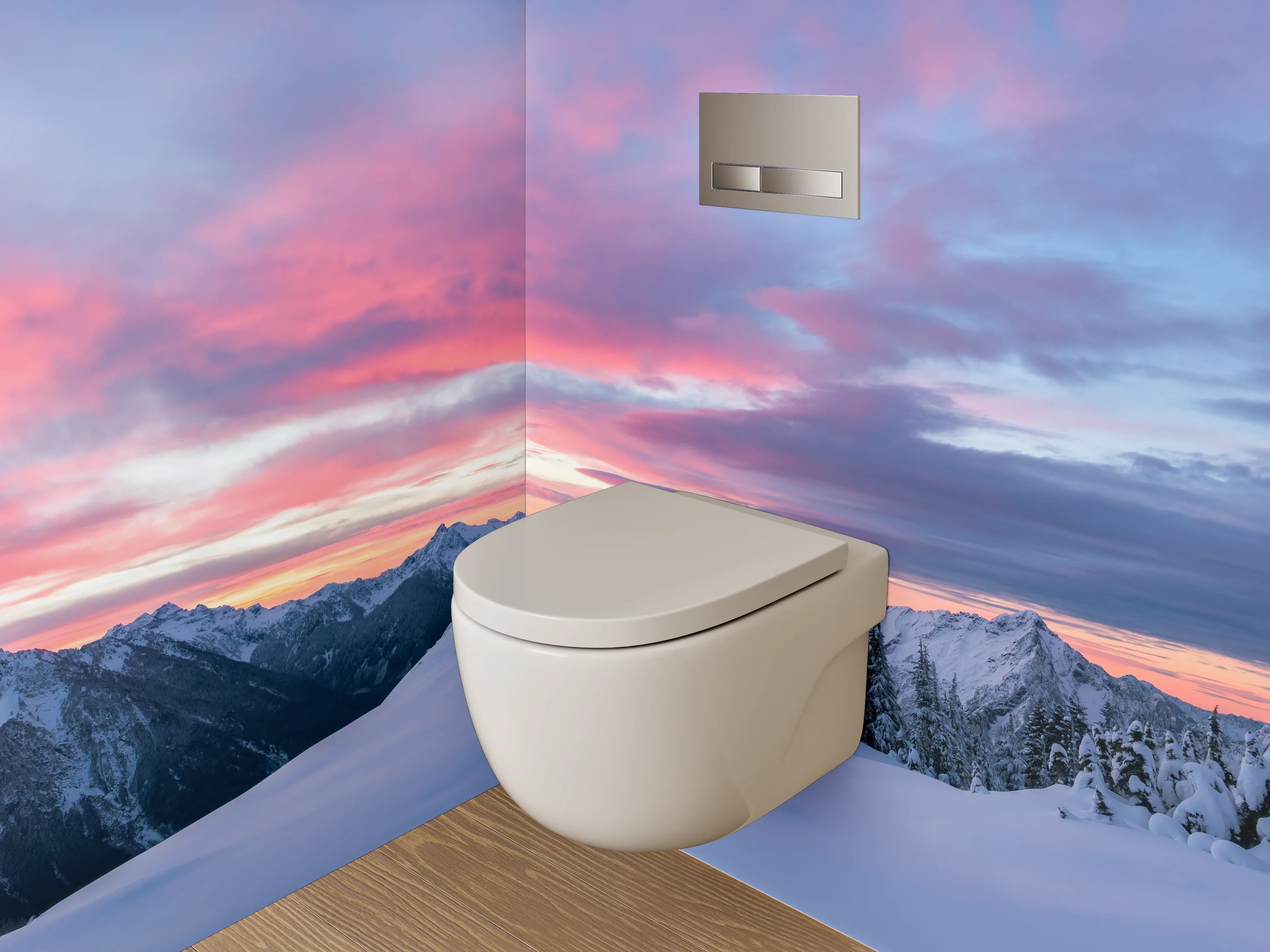 WC-Rückwand - Winterliche Berglandschaft im Sonnenuntergang
