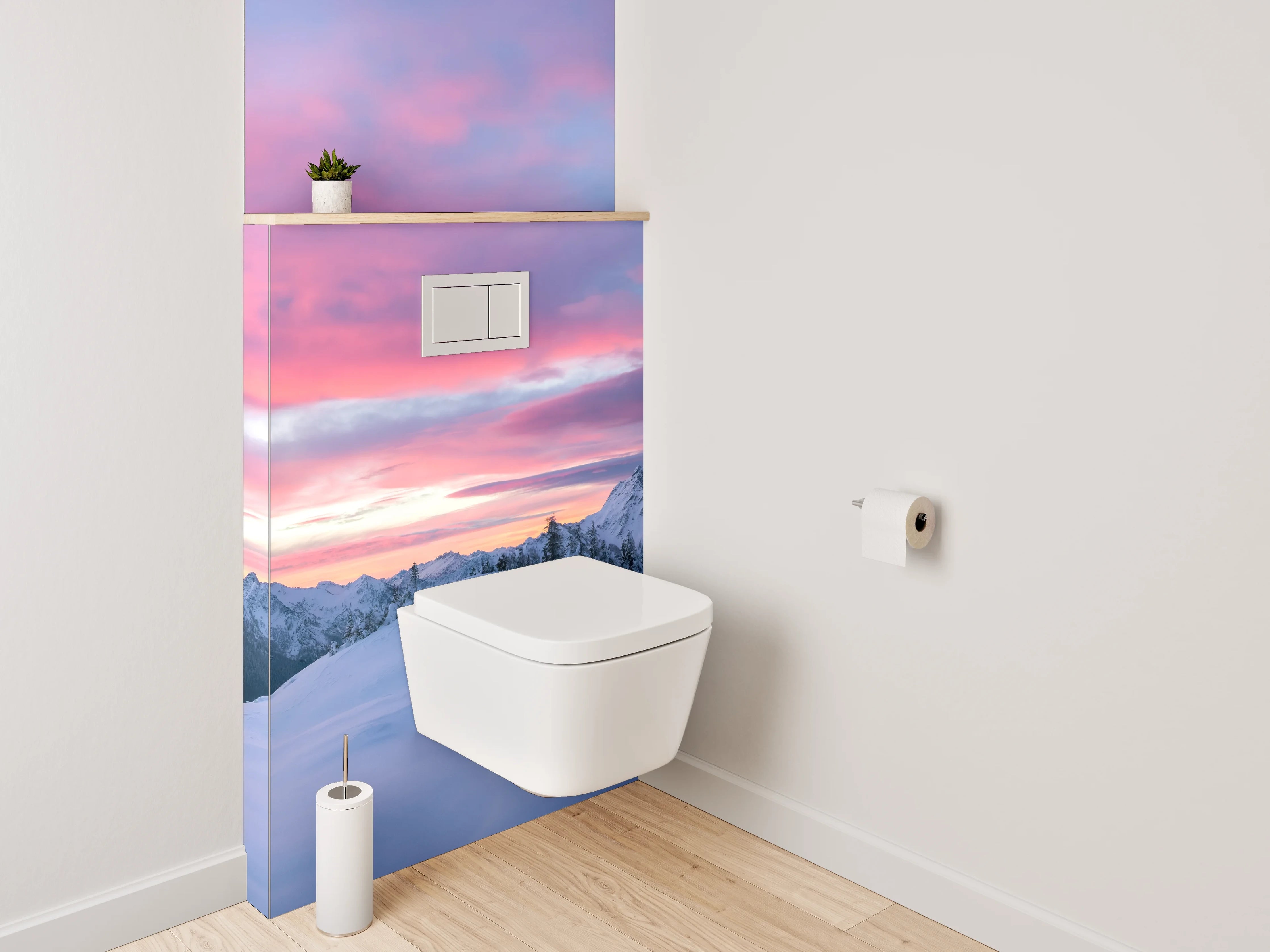 WC-Rückwand - Winterliche Berglandschaft im Sonnenuntergang