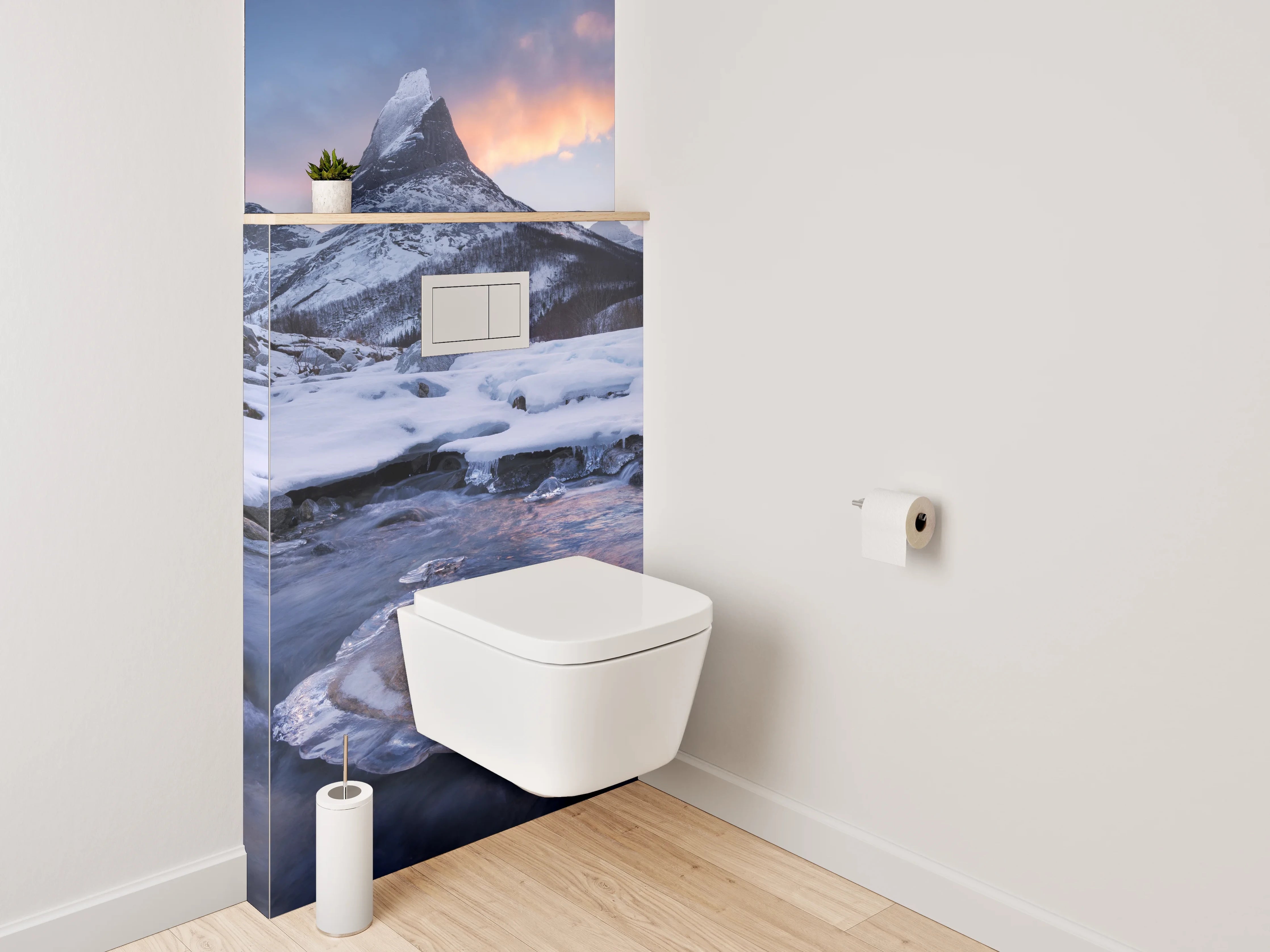 WC-Rückwand - Winterliche Berglandschaft mit Sonnenuntergang