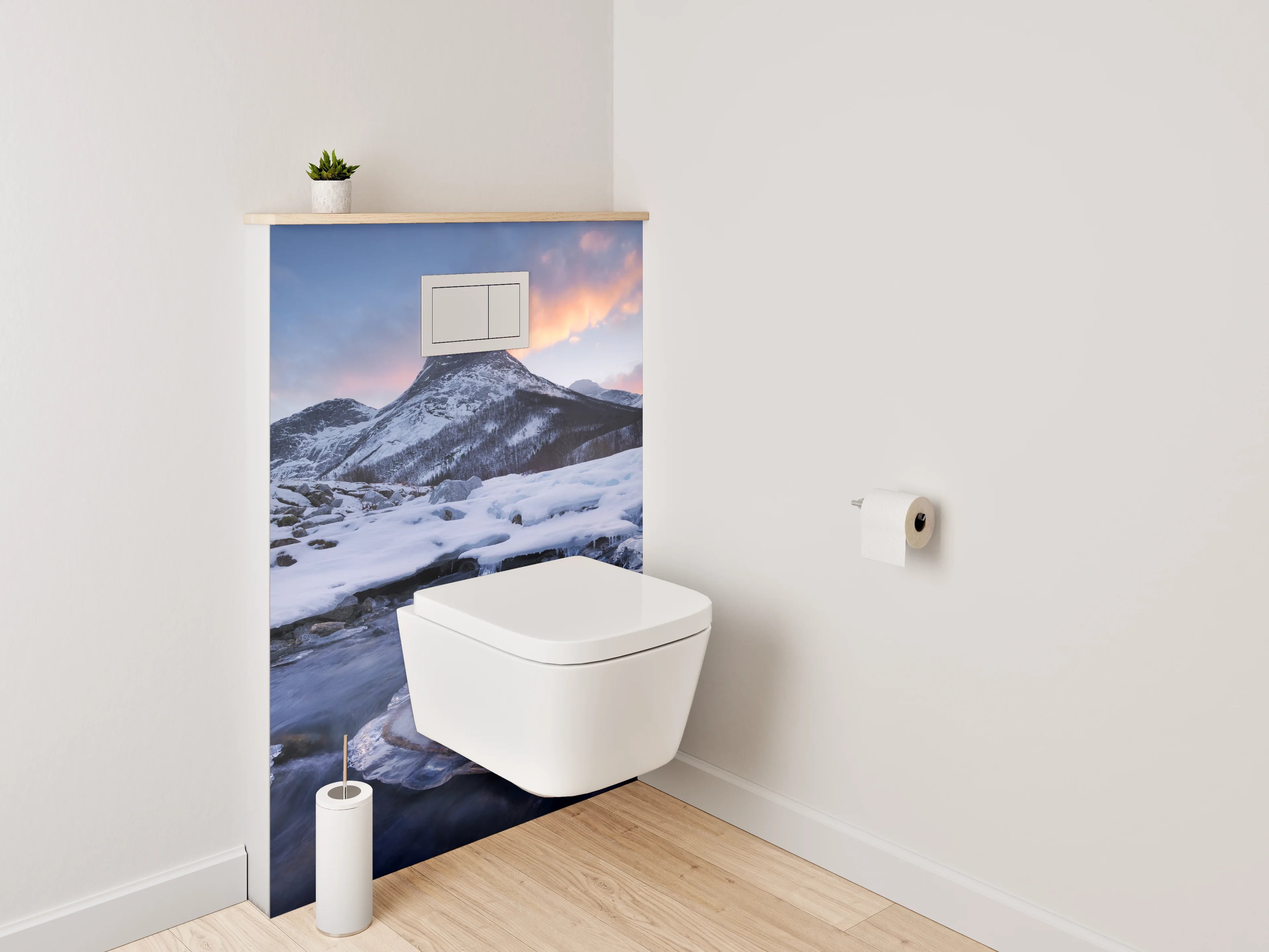 WC-Rückwand - Winterliche Berglandschaft mit Sonnenuntergang