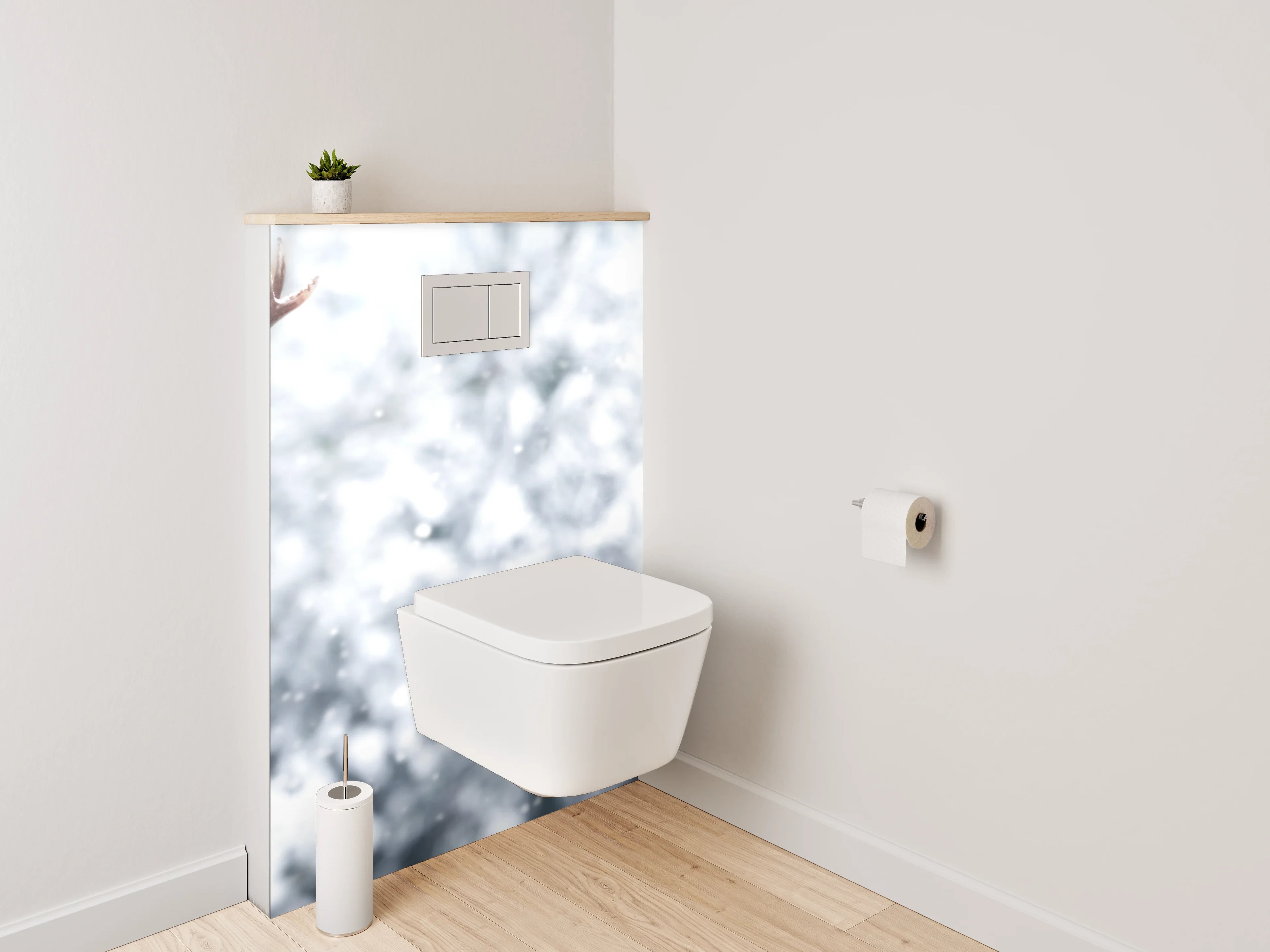 WC-Rückwand - Winterliche Hirsche im verschneiten Wald