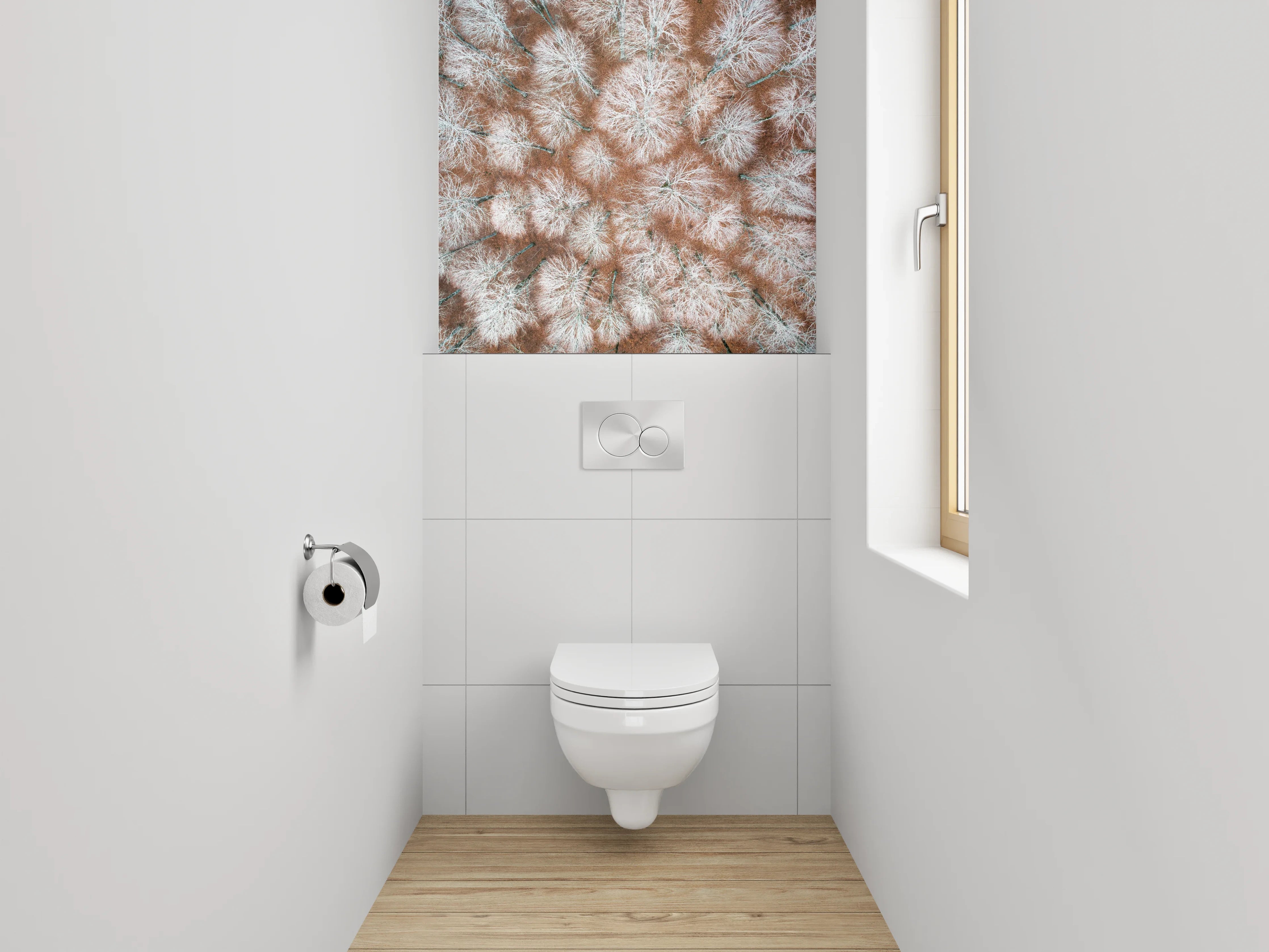 WC-Rückwand - Winterlicher Birkenwald aus der Vogelperspektive