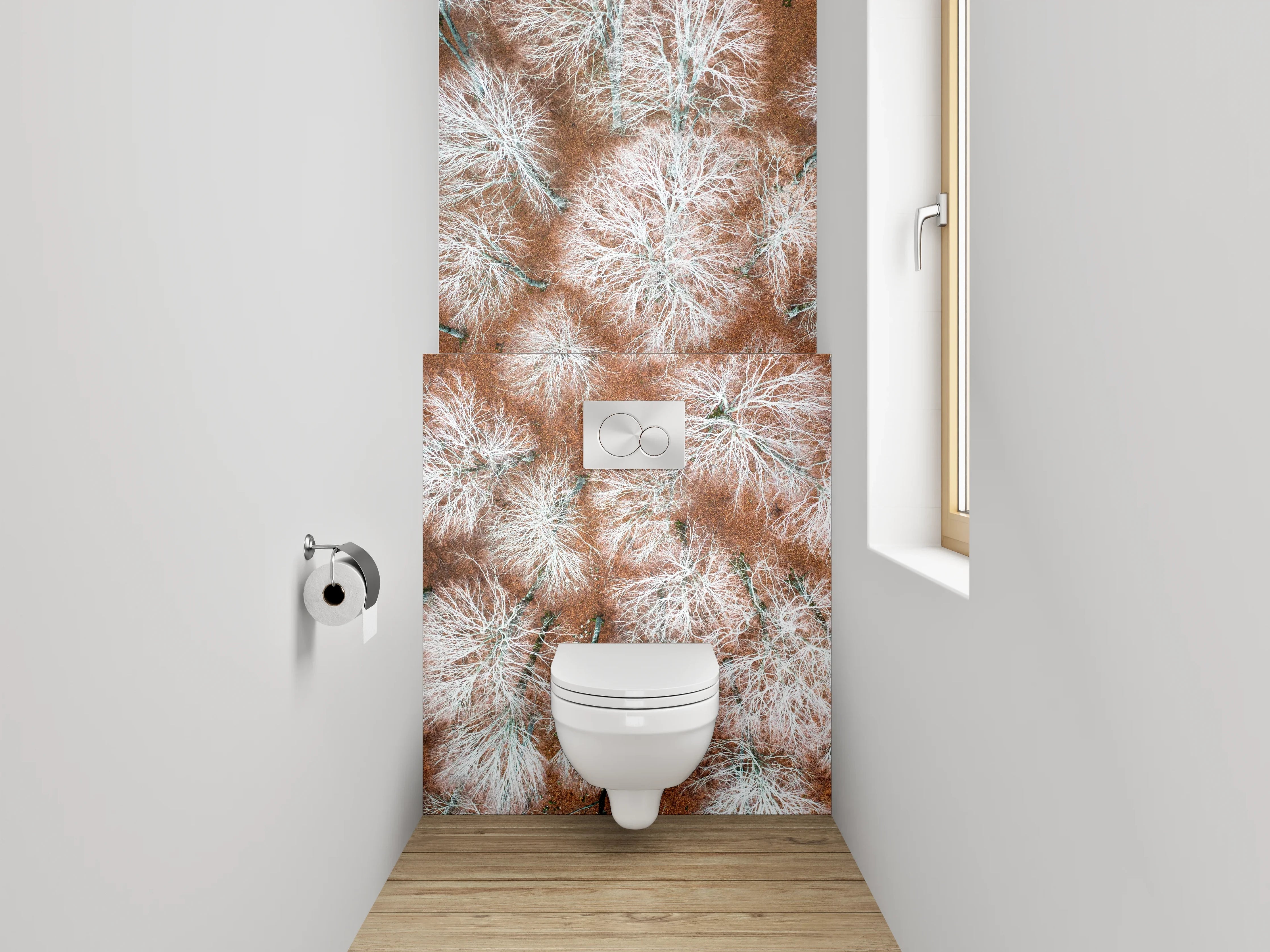 WC-Rückwand - Winterlicher Birkenwald aus der Vogelperspektive