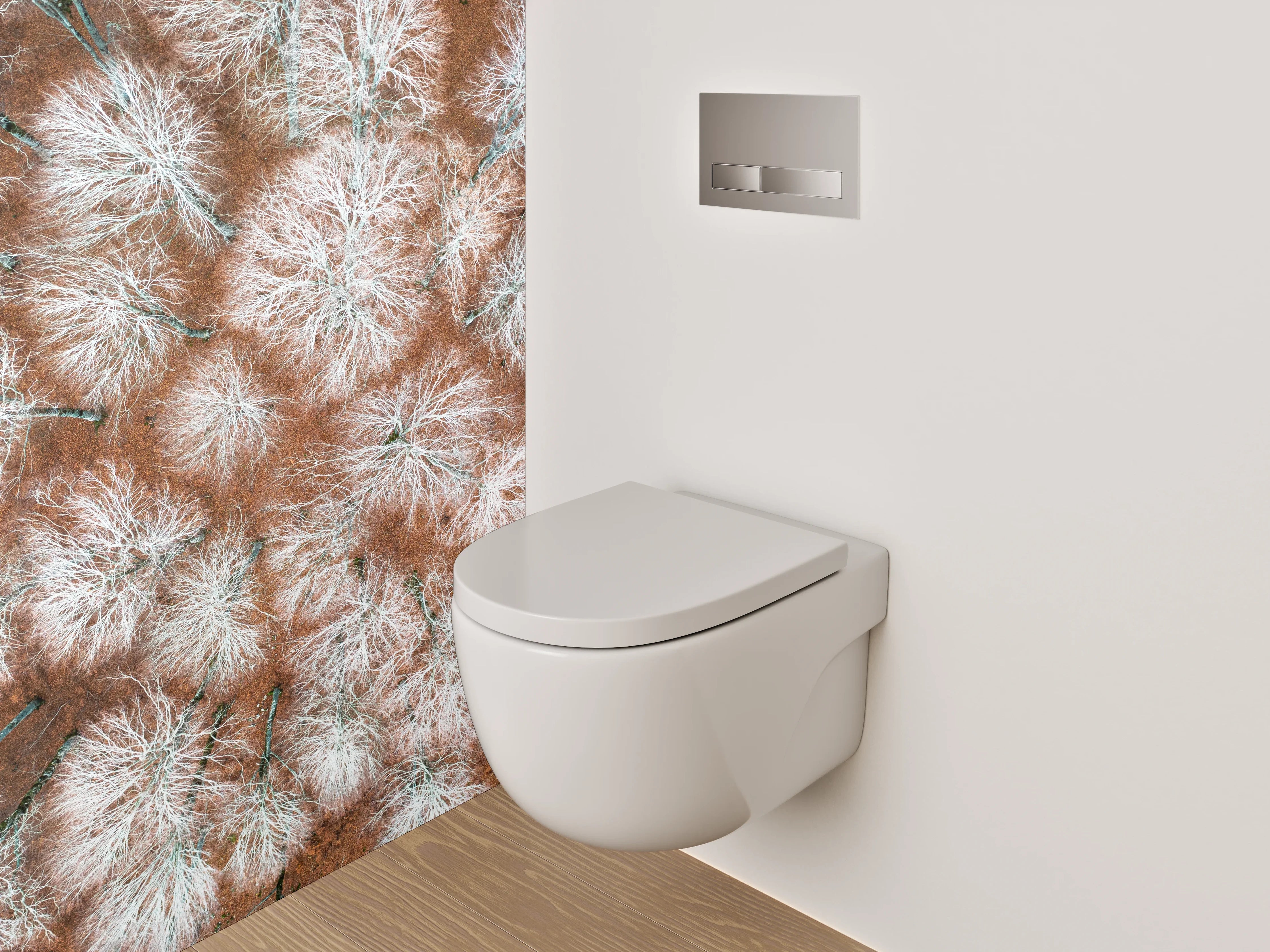 WC-Rückwand - Winterlicher Birkenwald aus der Vogelperspektive