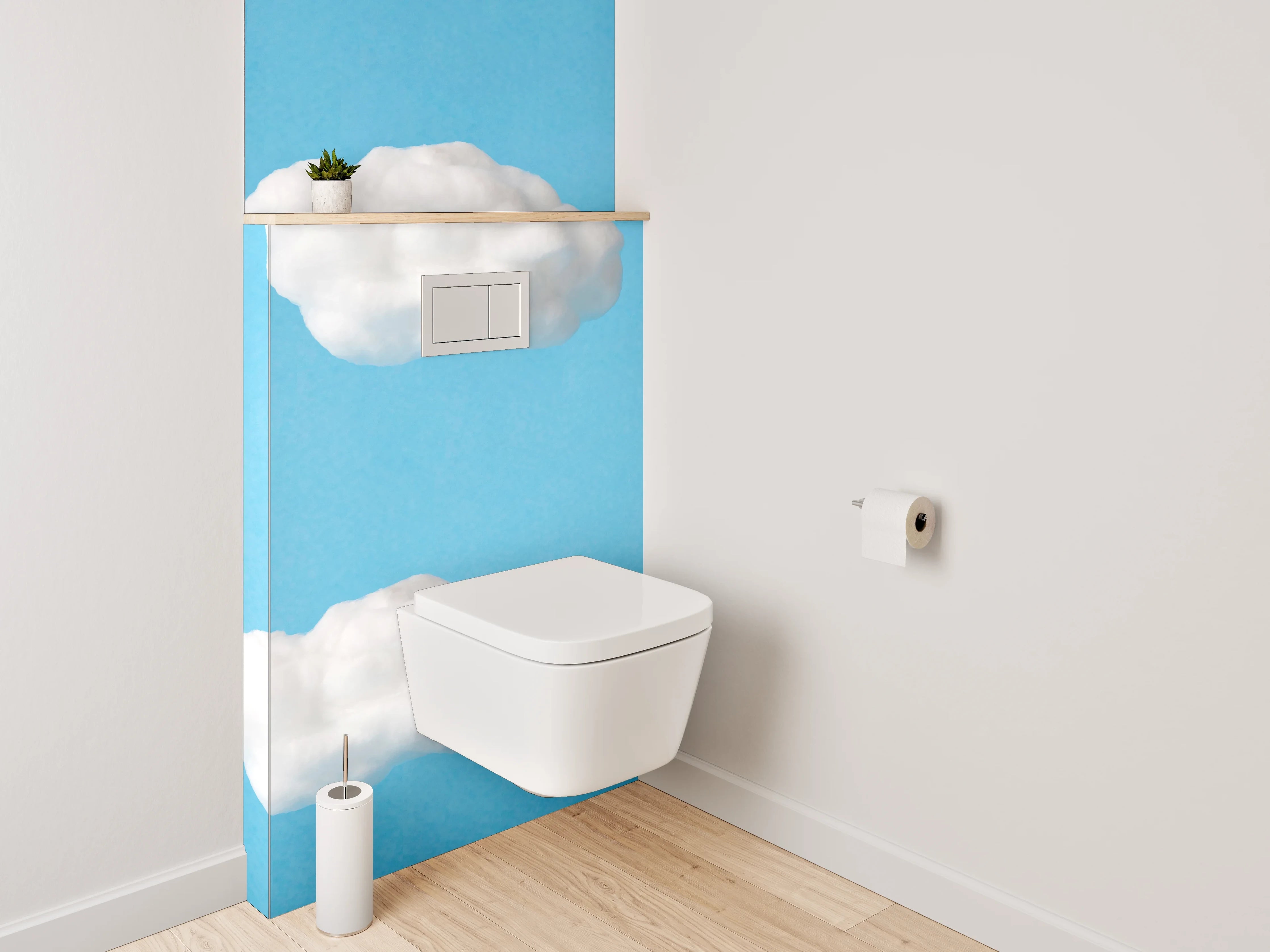 WC-Rückwand - Wolkenhimmel auf Blau – Modernes Design