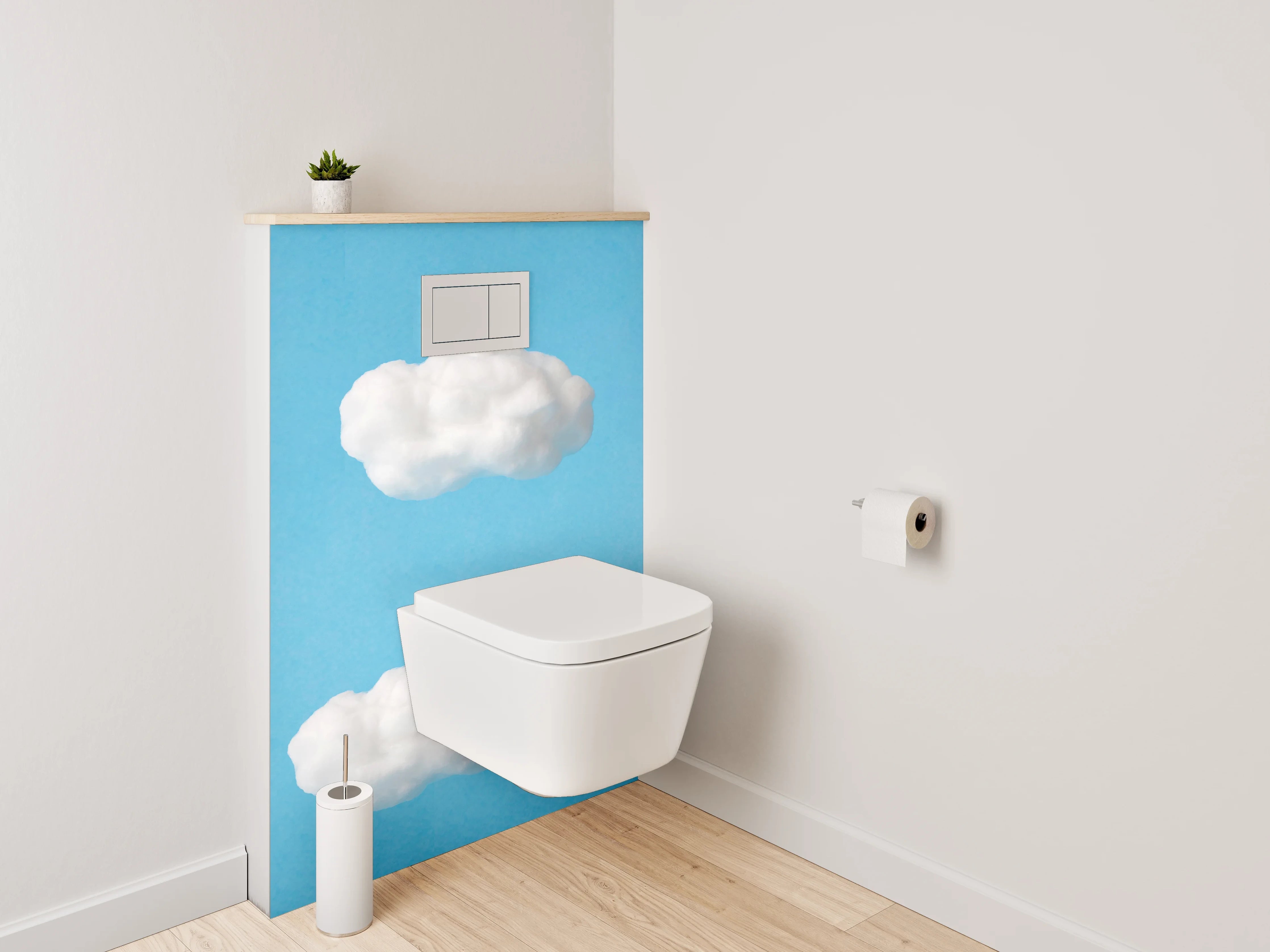 WC-Rückwand - Wolkenhimmel auf Blau – Modernes Design