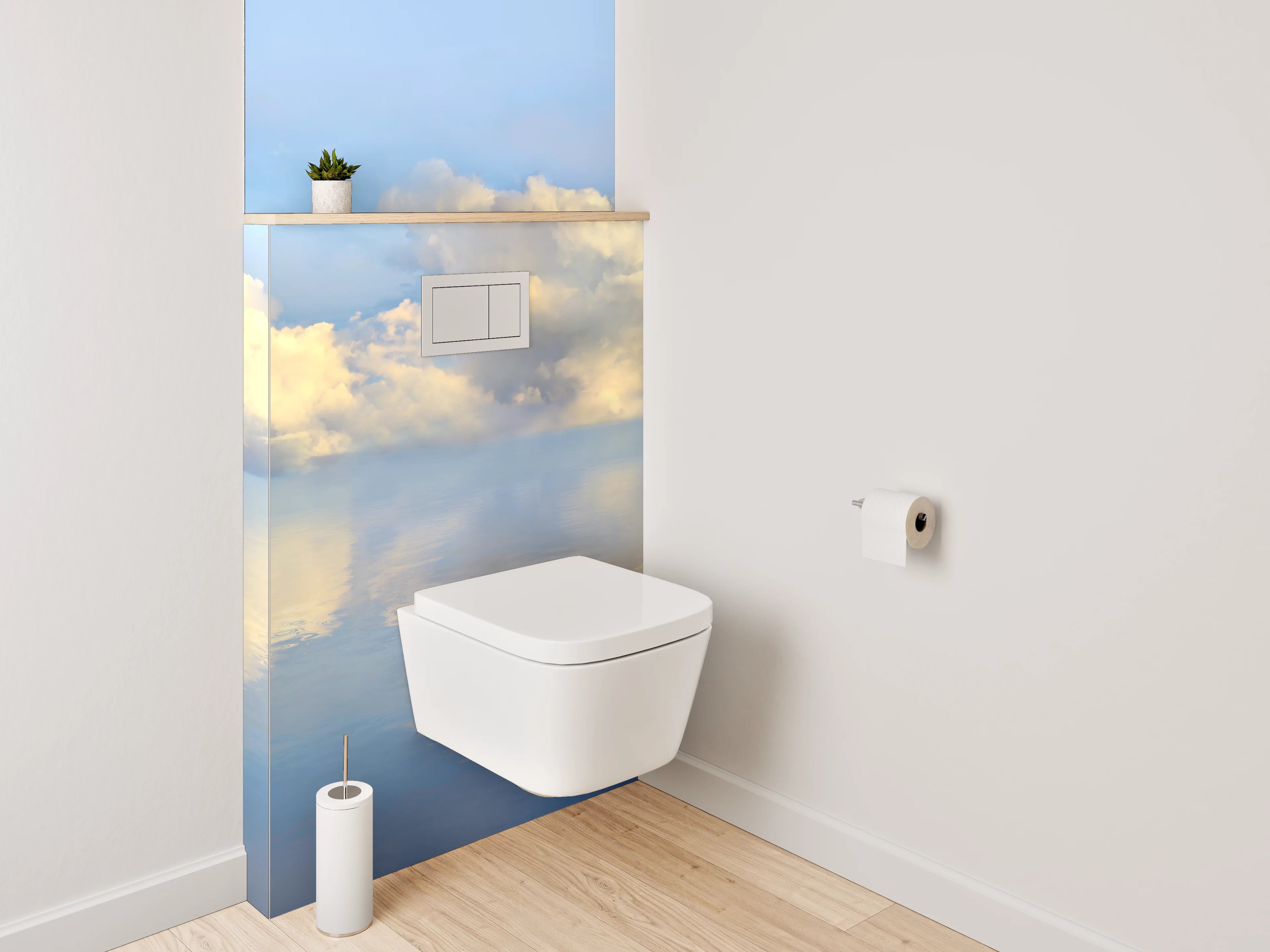 WC-Rückwand - Wolkenhimmel über ruhigem Wasser