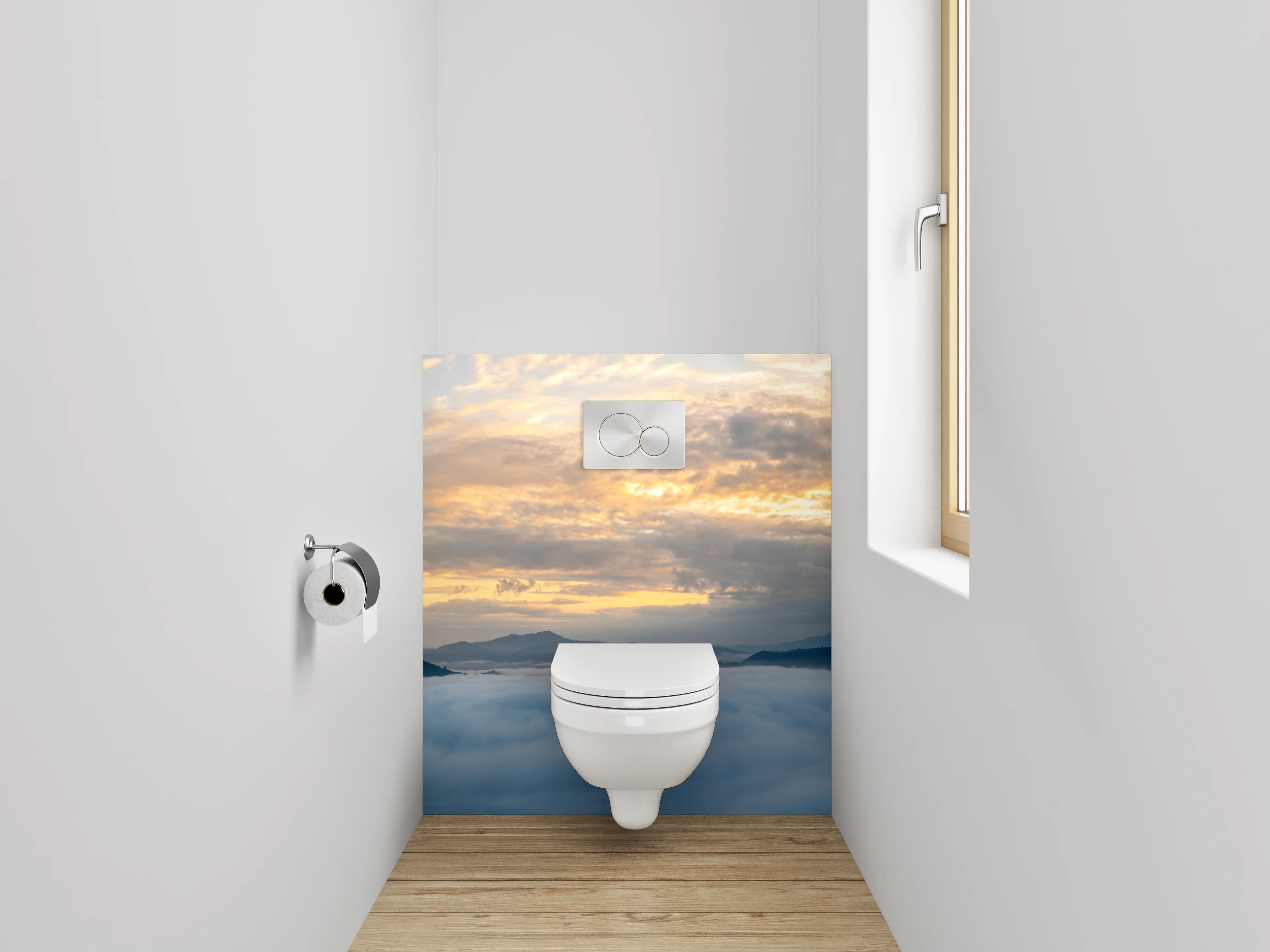 WC-Rückwand - Wolkenmeer mit Berglandschaft Sonnenaufgang