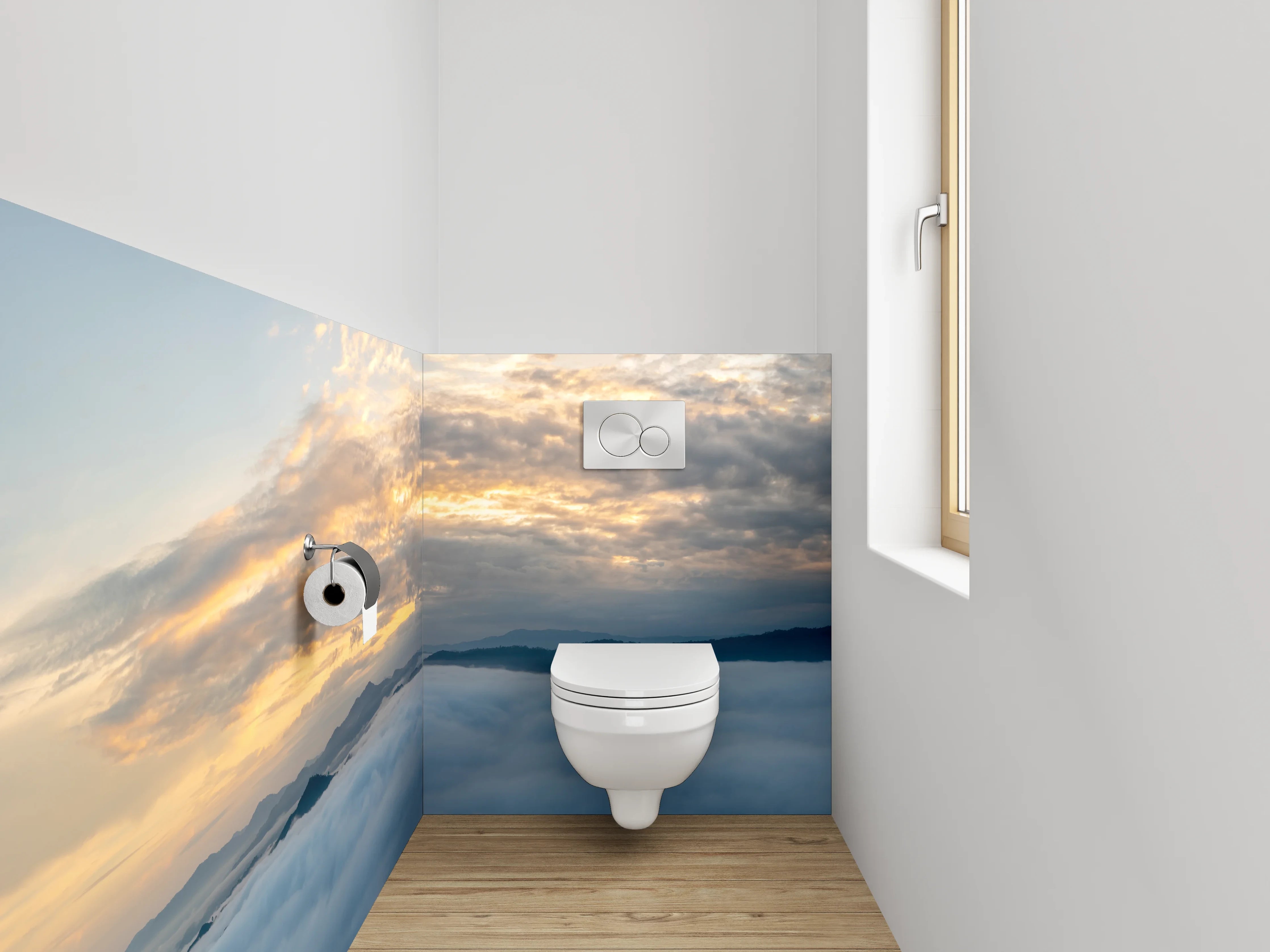 WC-Rückwand - Wolkenmeer mit Berglandschaft Sonnenaufgang