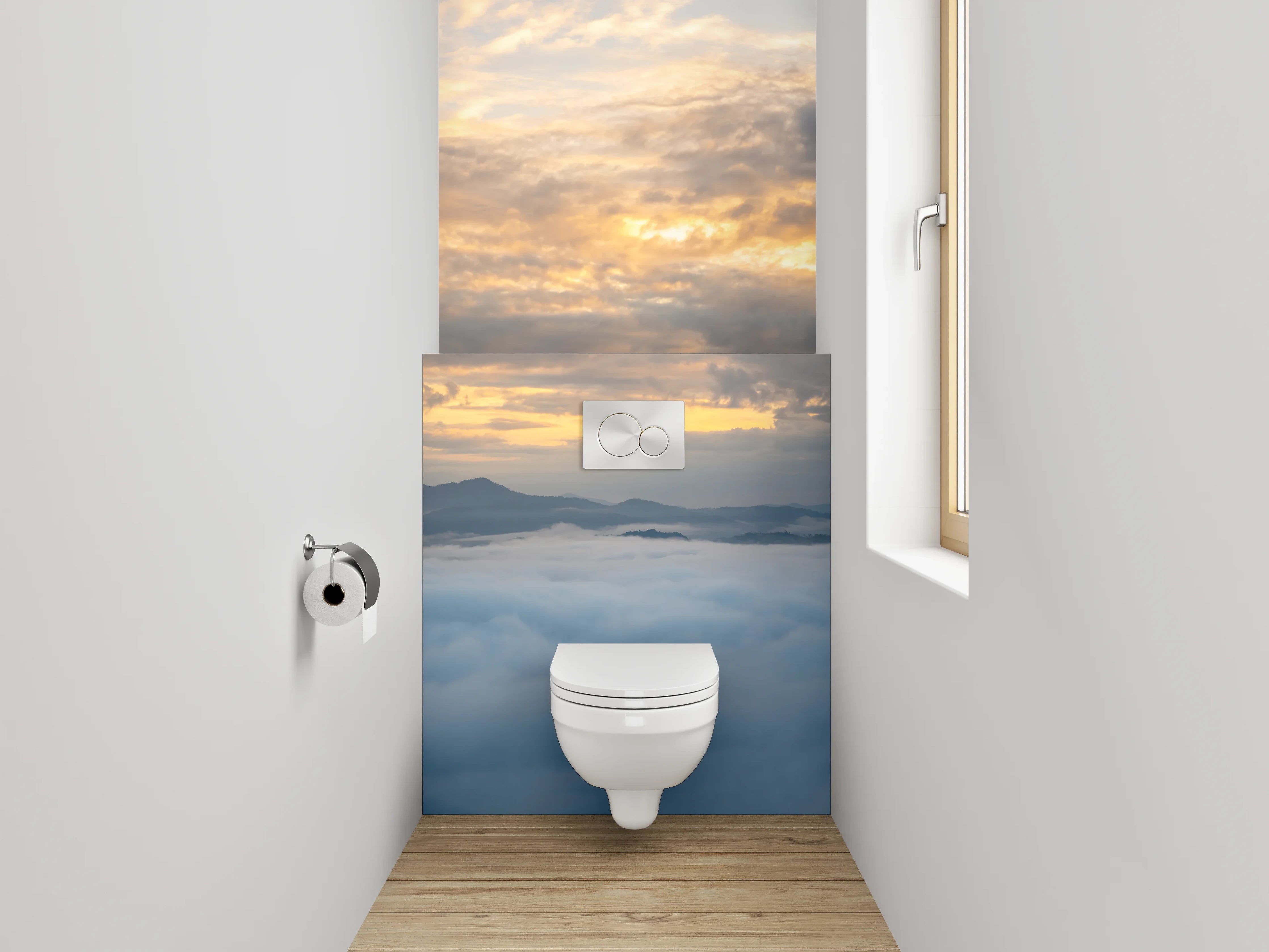 WC-Rückwand - Wolkenmeer mit Berglandschaft Sonnenaufgang