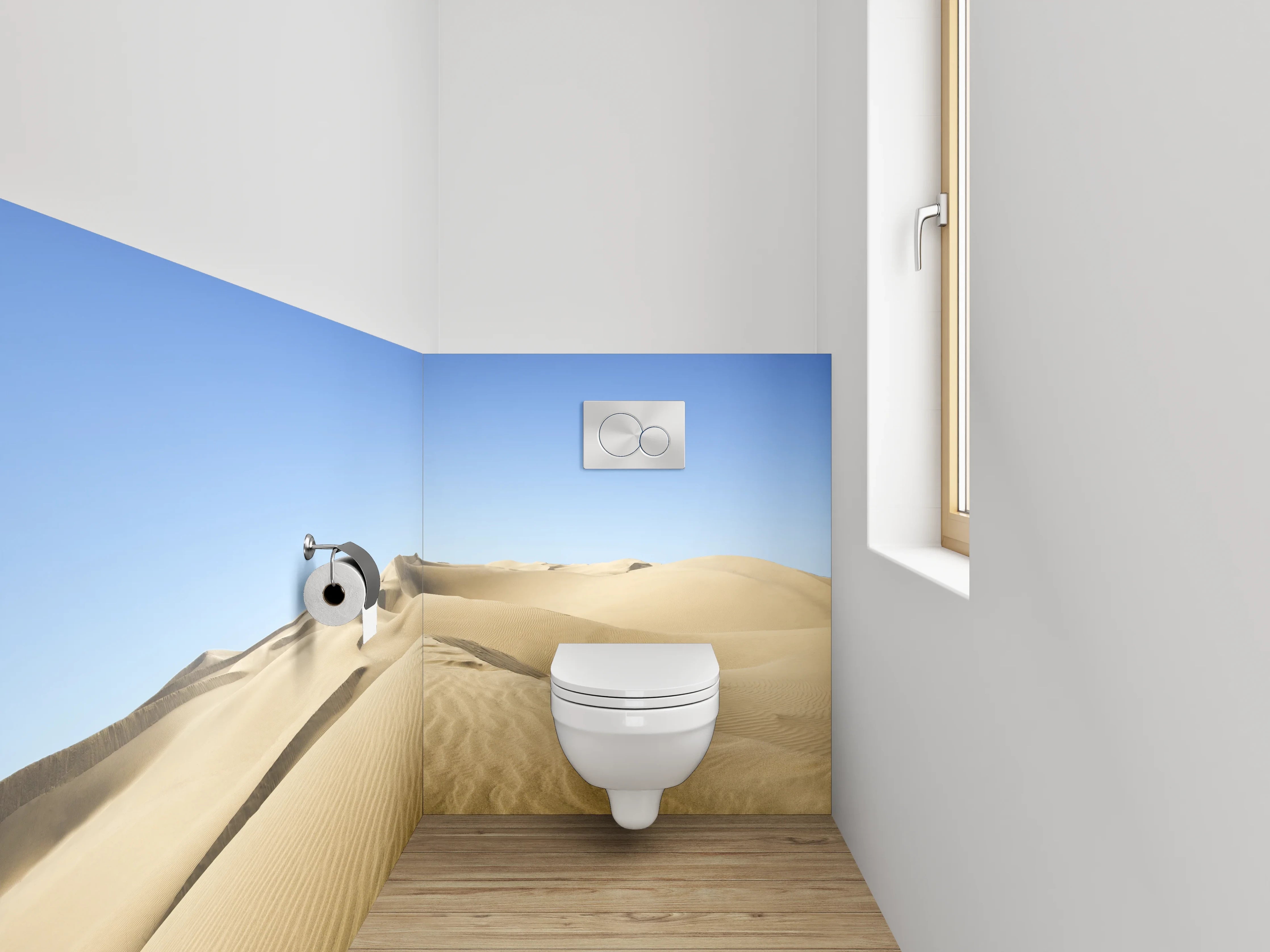 WC-Rückwand - Wüste Dünen unter blauem Himmel