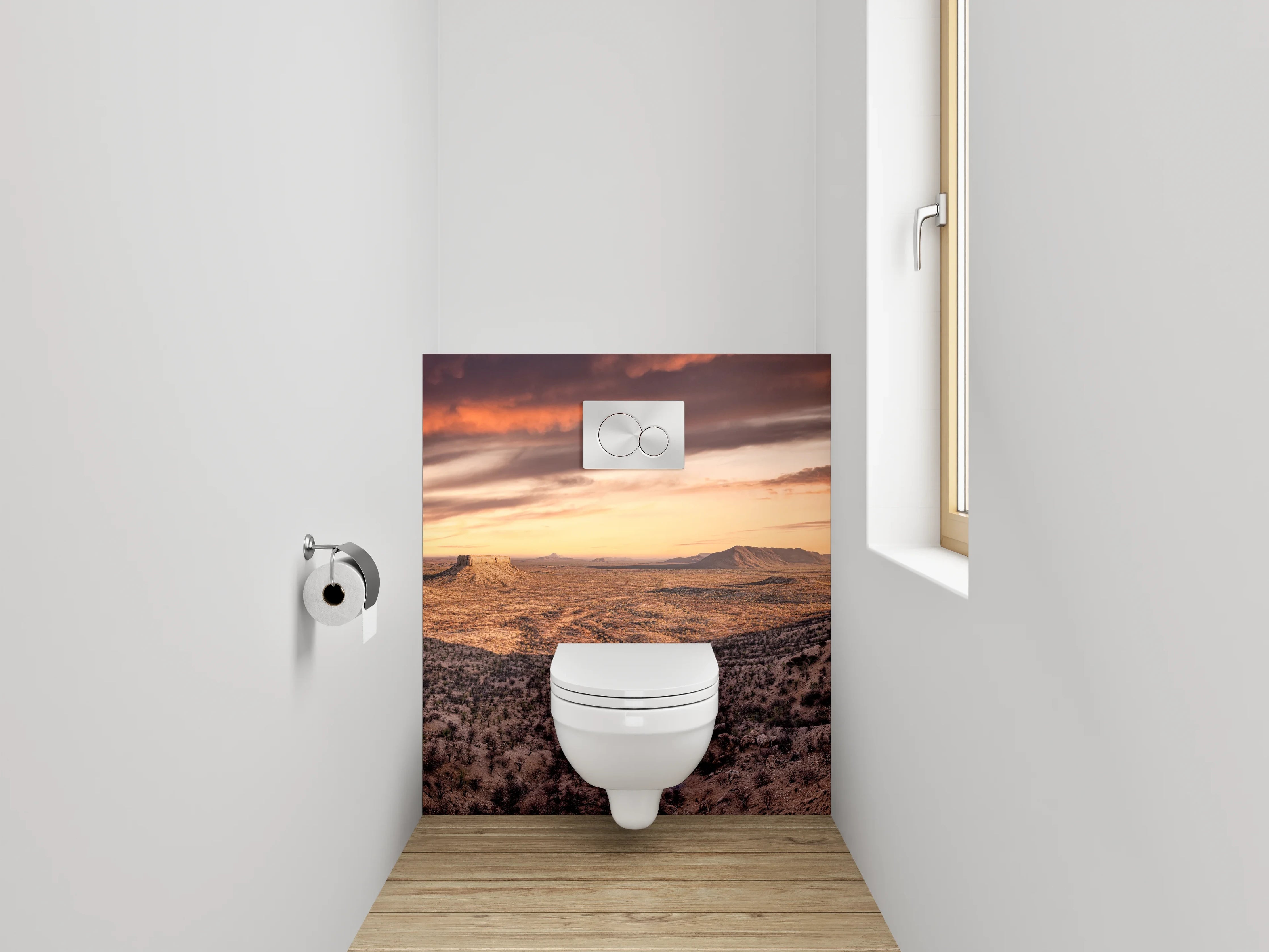 WC-Rückwand - Wüstenlandschaft bei Sonnenuntergang Panorama