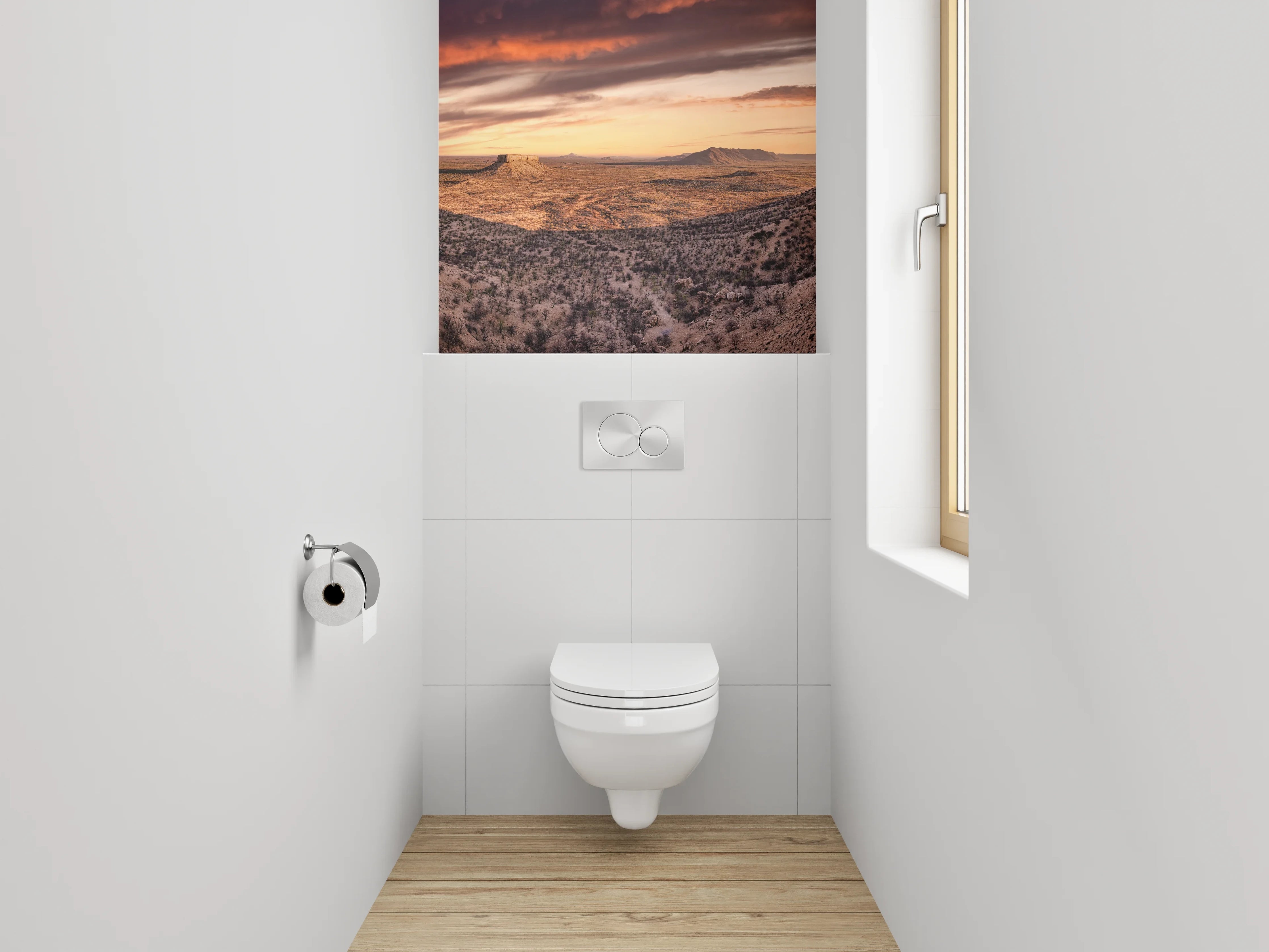 WC-Rückwand - Wüstenlandschaft bei Sonnenuntergang Panorama
