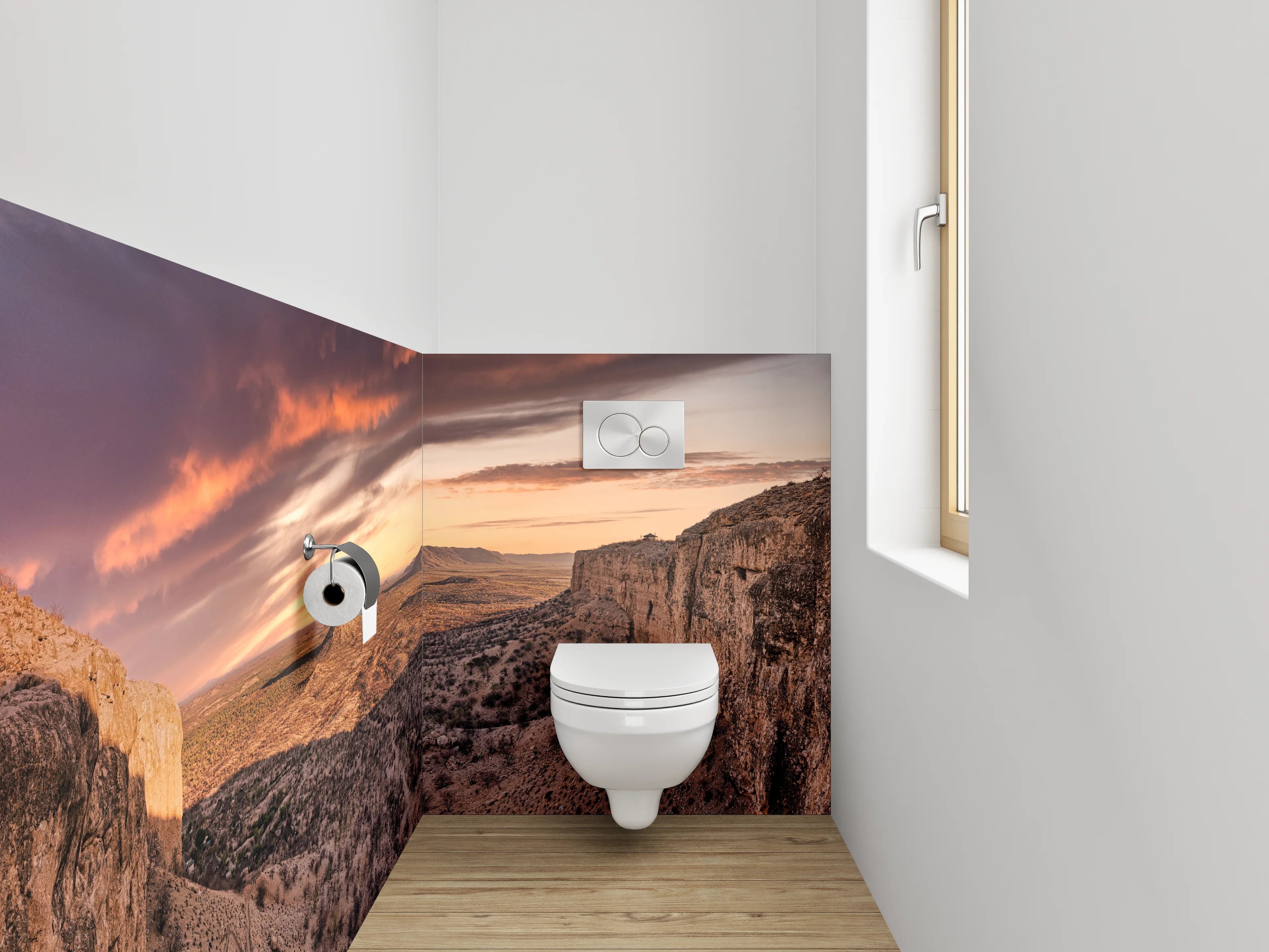 WC-Rückwand - Wüstenlandschaft bei Sonnenuntergang Panorama