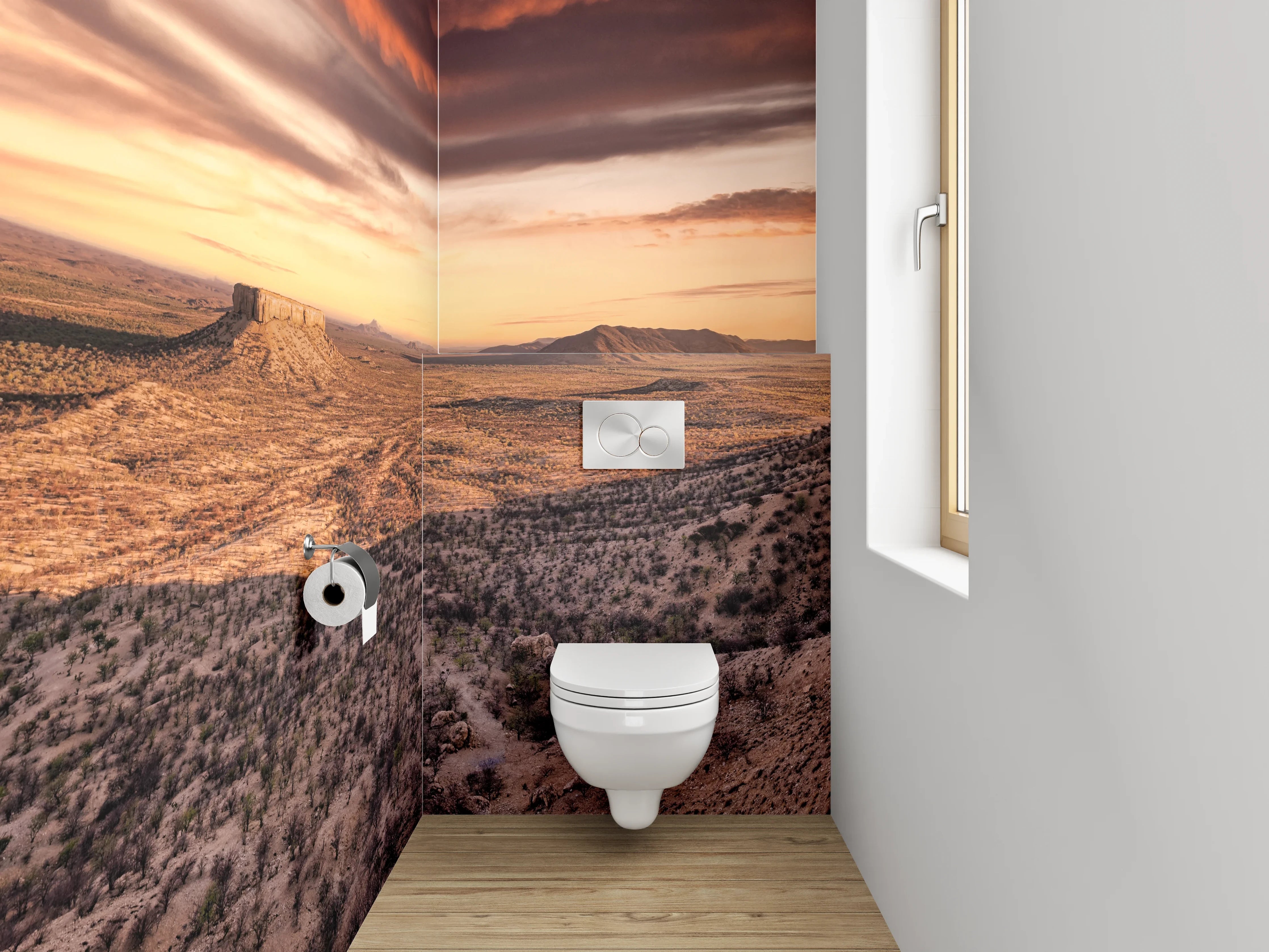 WC-Rückwand - Wüstenlandschaft bei Sonnenuntergang Panorama