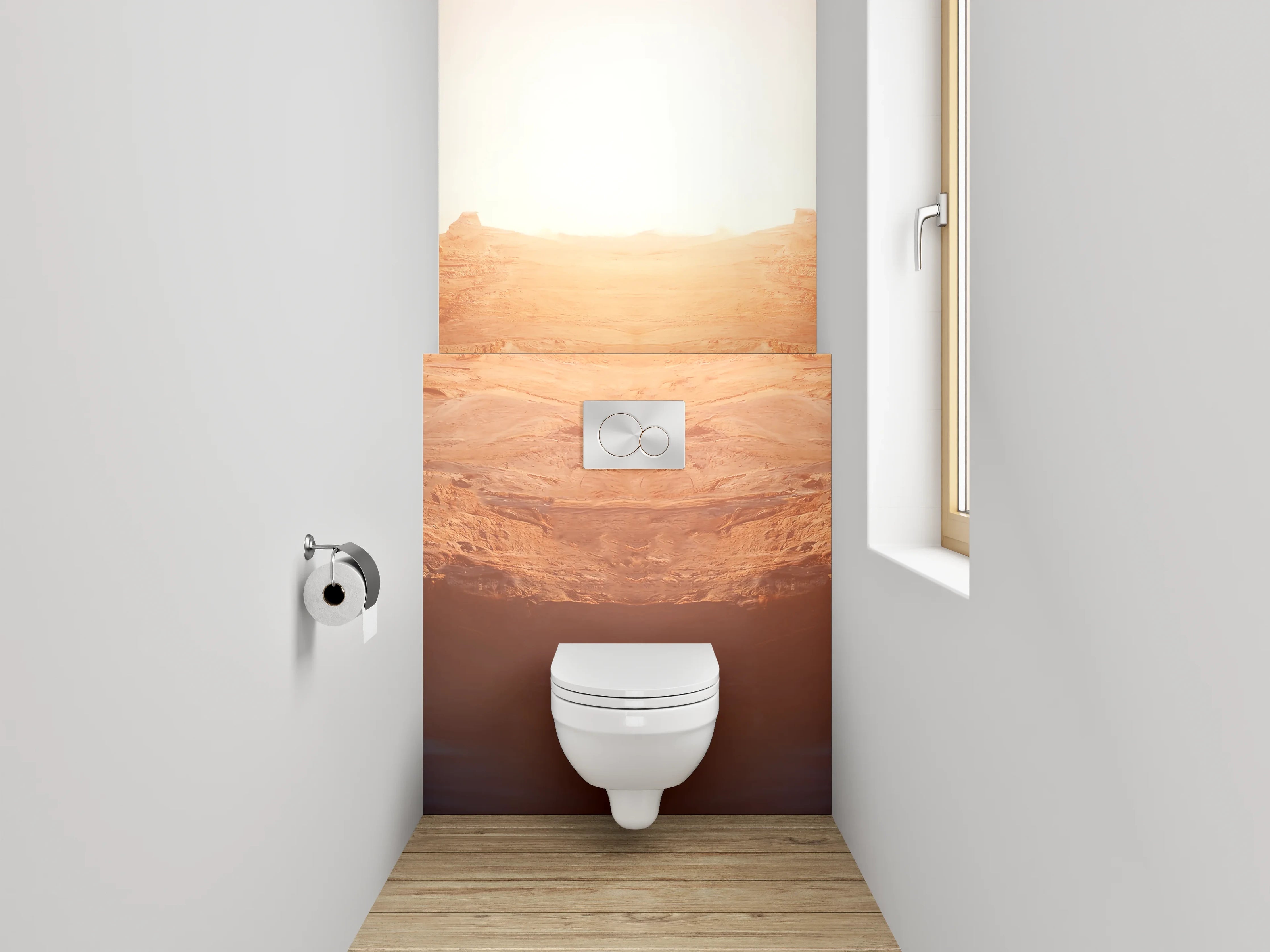 WC-Rückwand - Wüstenpool bei Sonnenaufgang Panorama