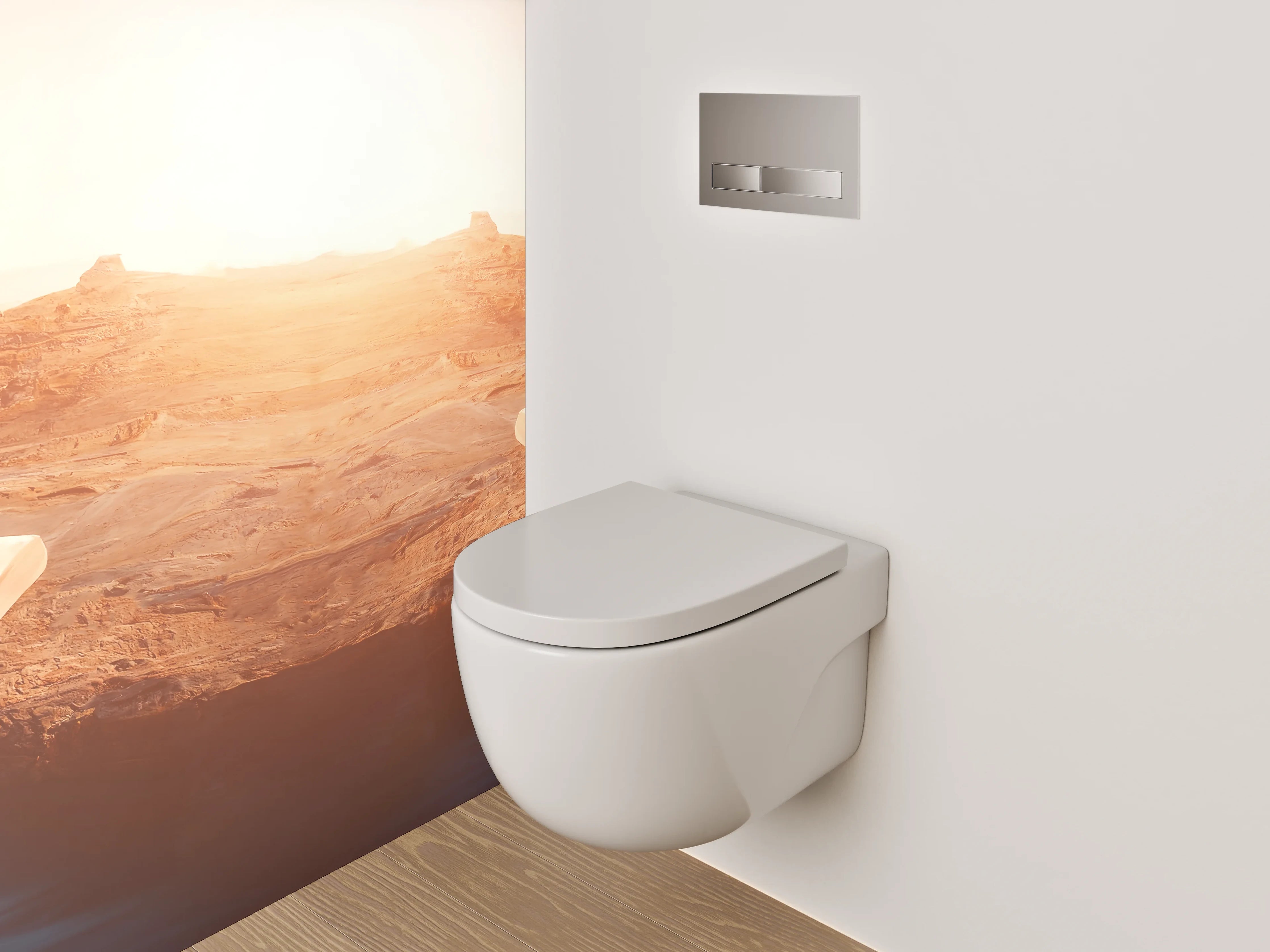 WC-Rückwand - Wüstenpool bei Sonnenaufgang Panorama