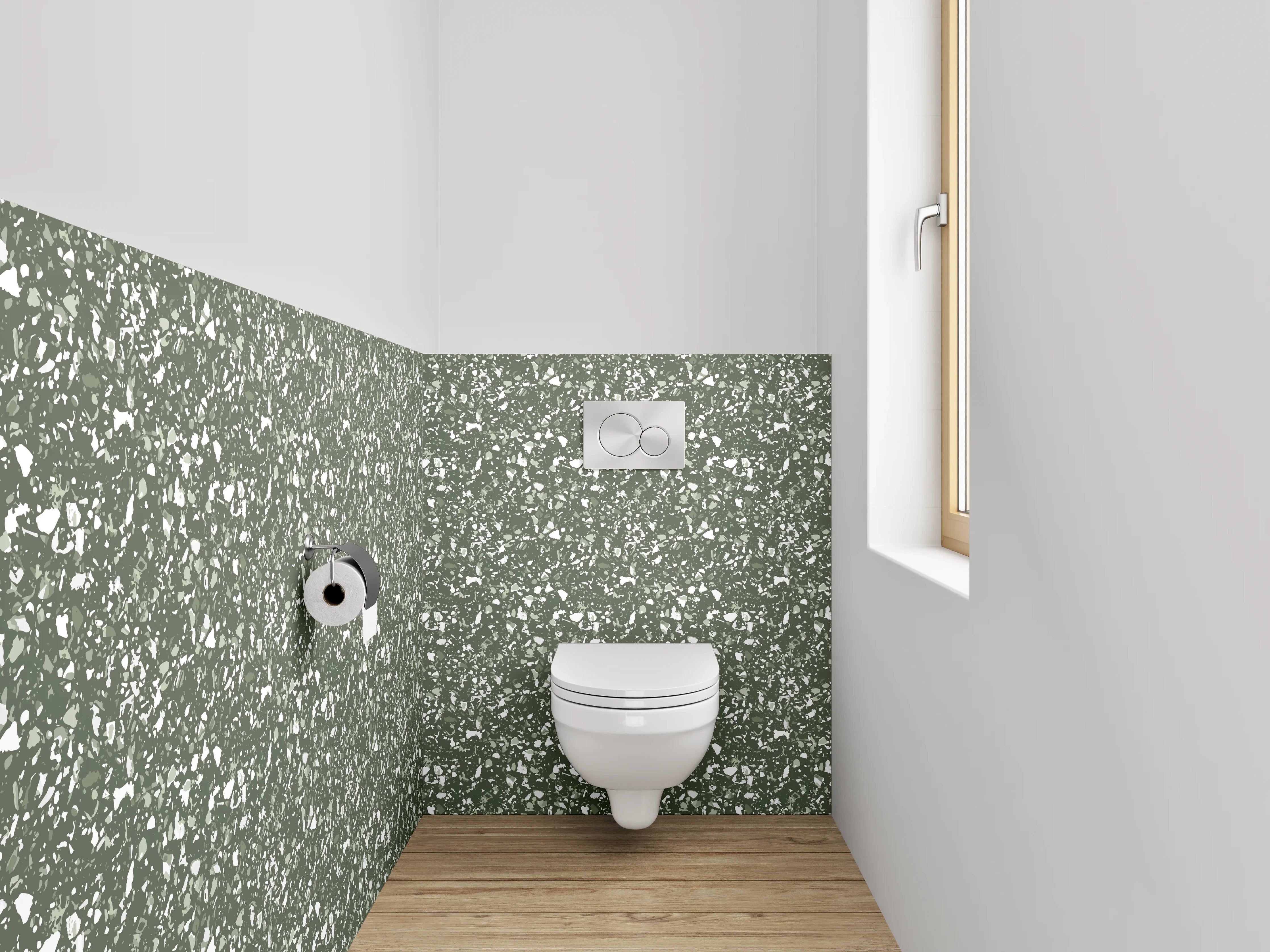 WC-Rückwand - Zart gemustertes Grün: Steinoptik Tapete
