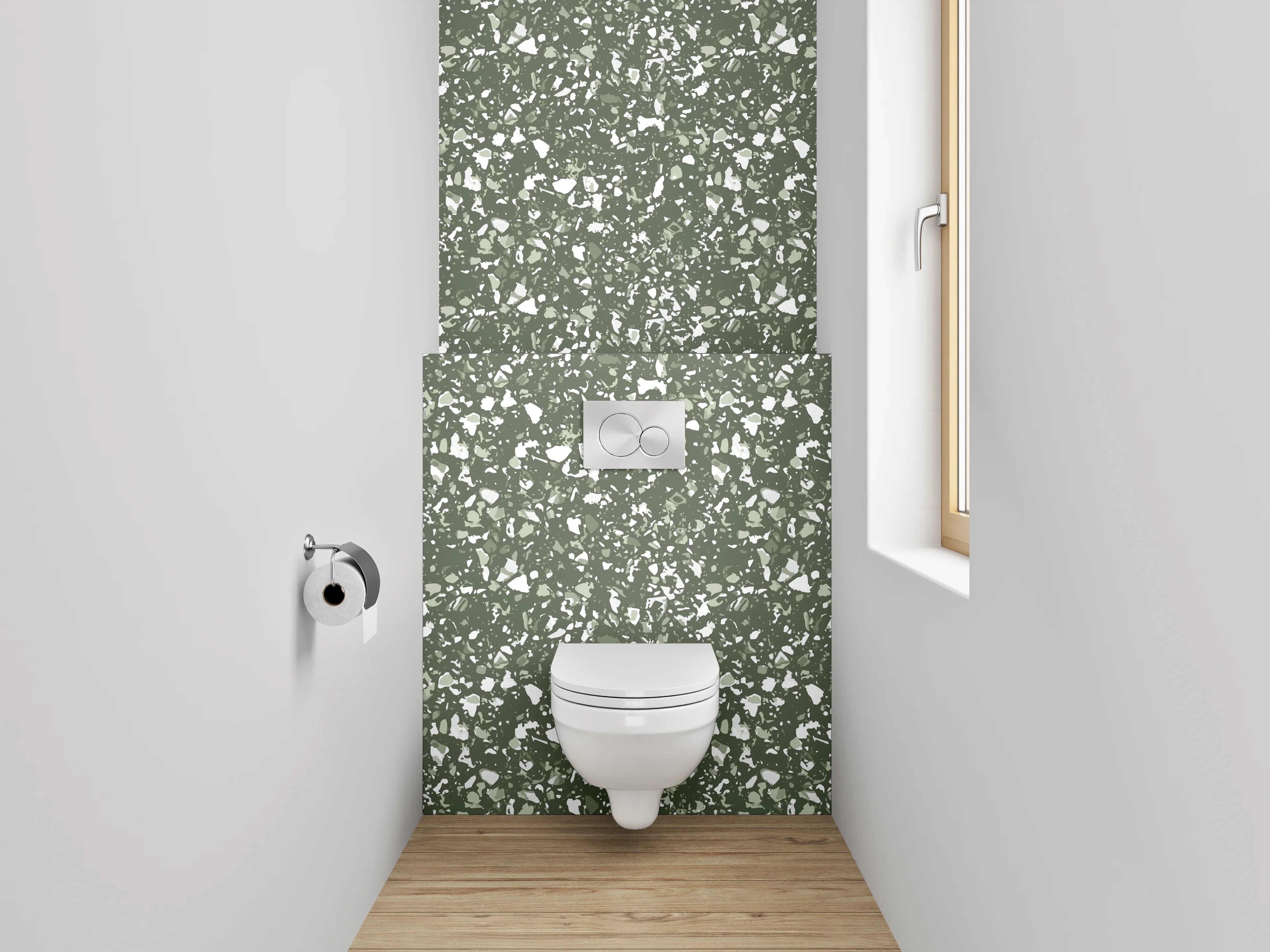 WC-Rückwand - Zart gemustertes Grün: Steinoptik Tapete
