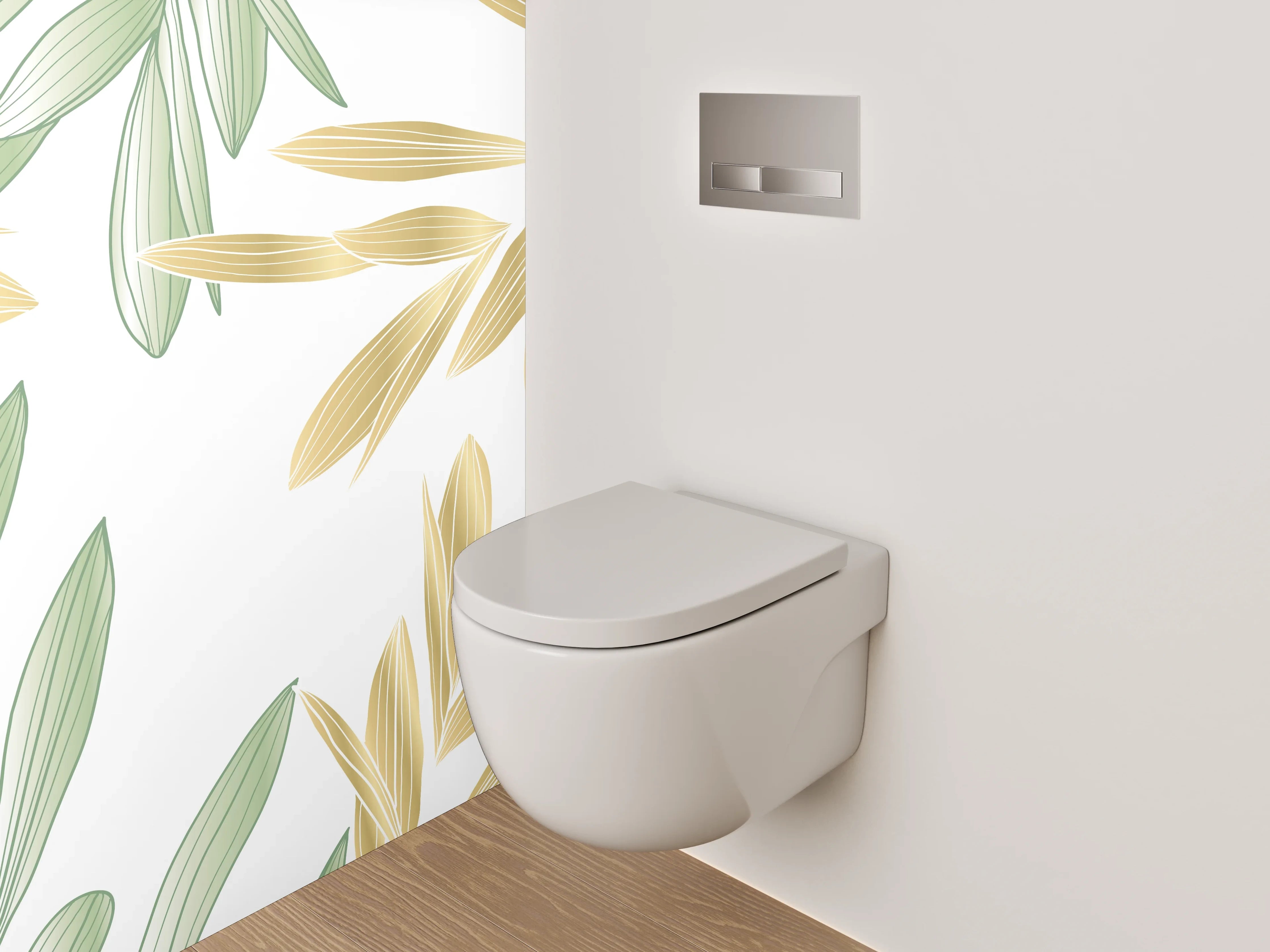 WC-Rückwand - Zarte Blätter in Pastelloptik
