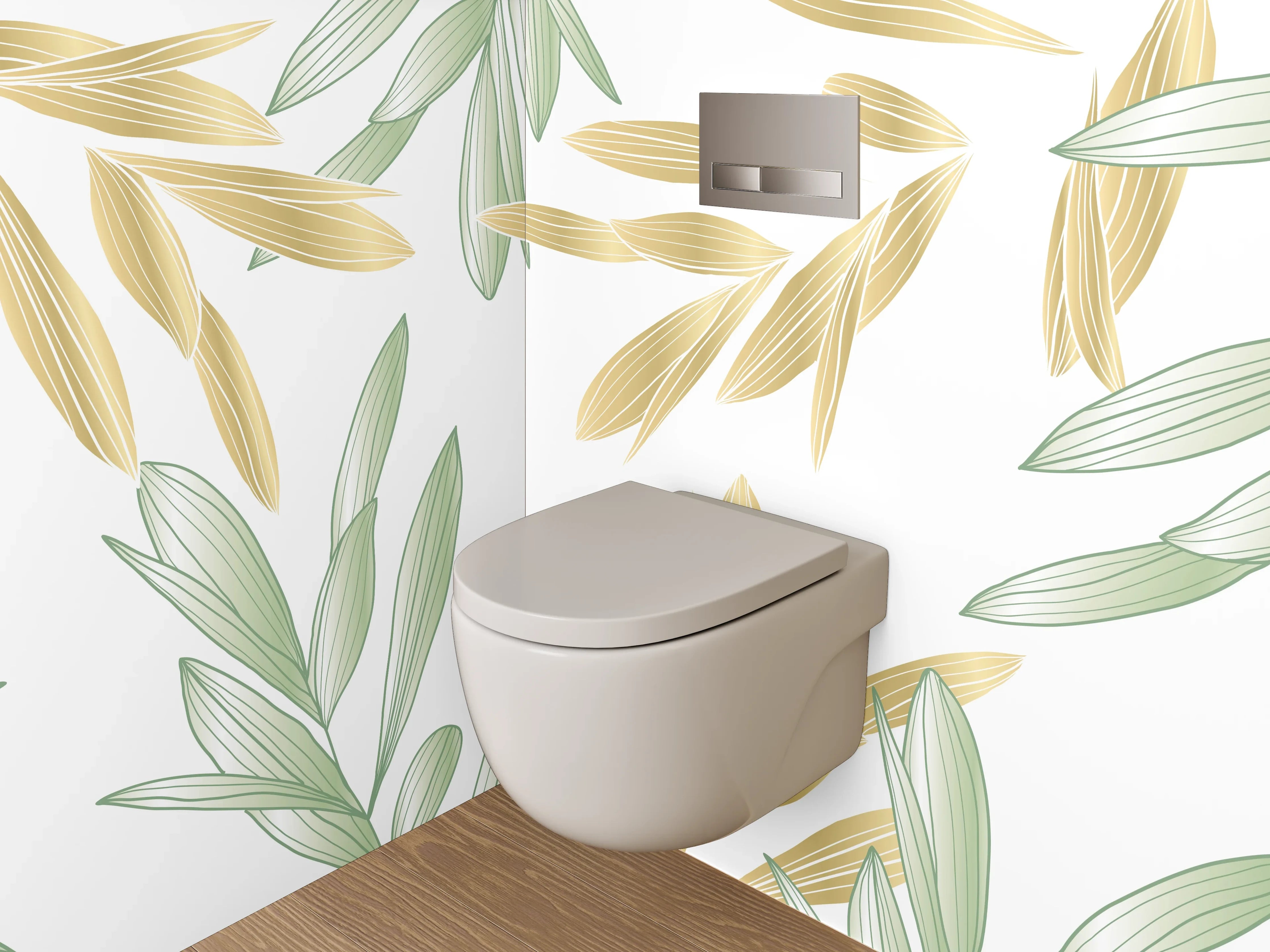 WC-Rückwand - Zarte Blätter in Pastelloptik