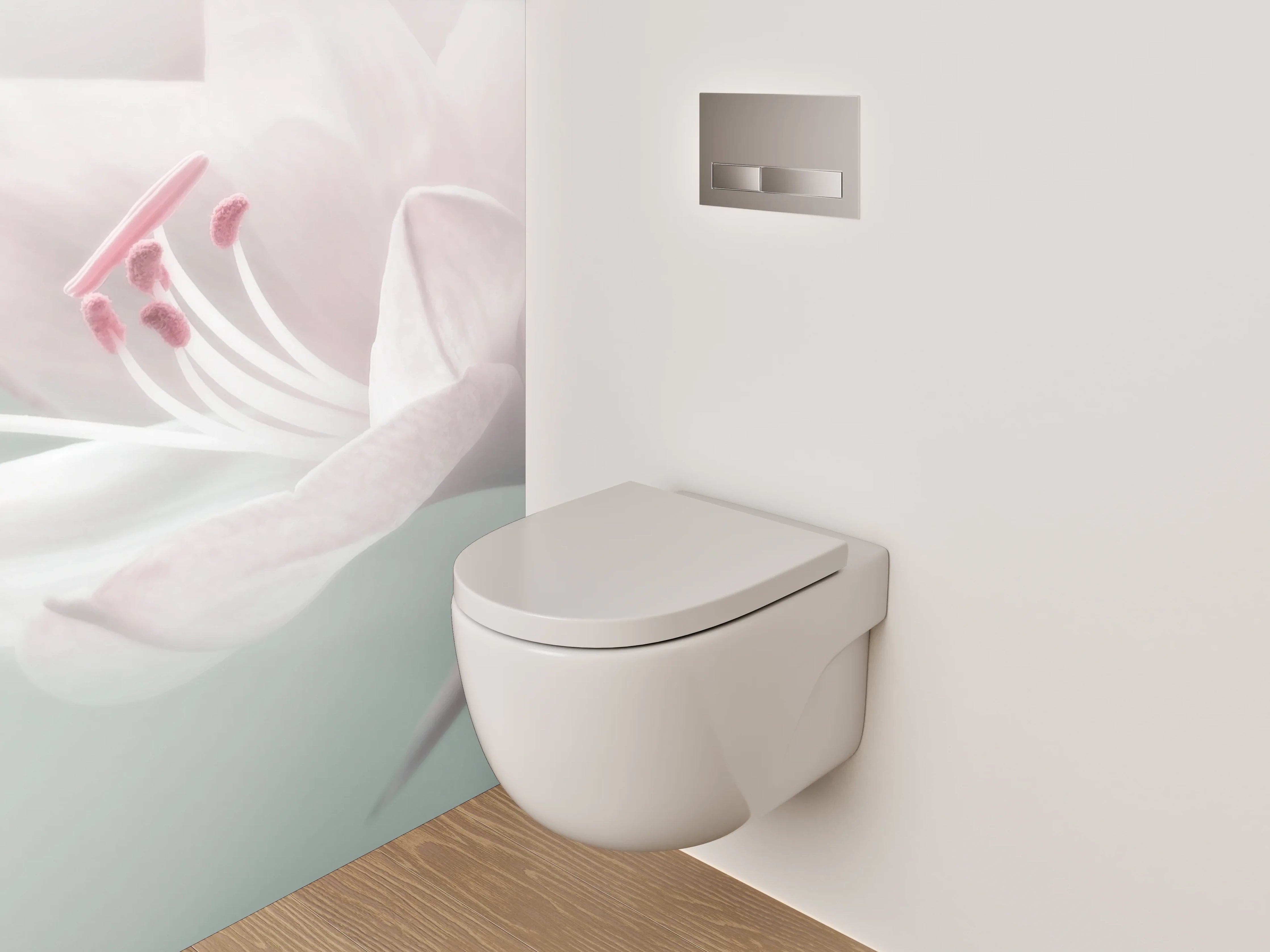 WC-Rückwand - Zarte Blüte in Pastellweiß