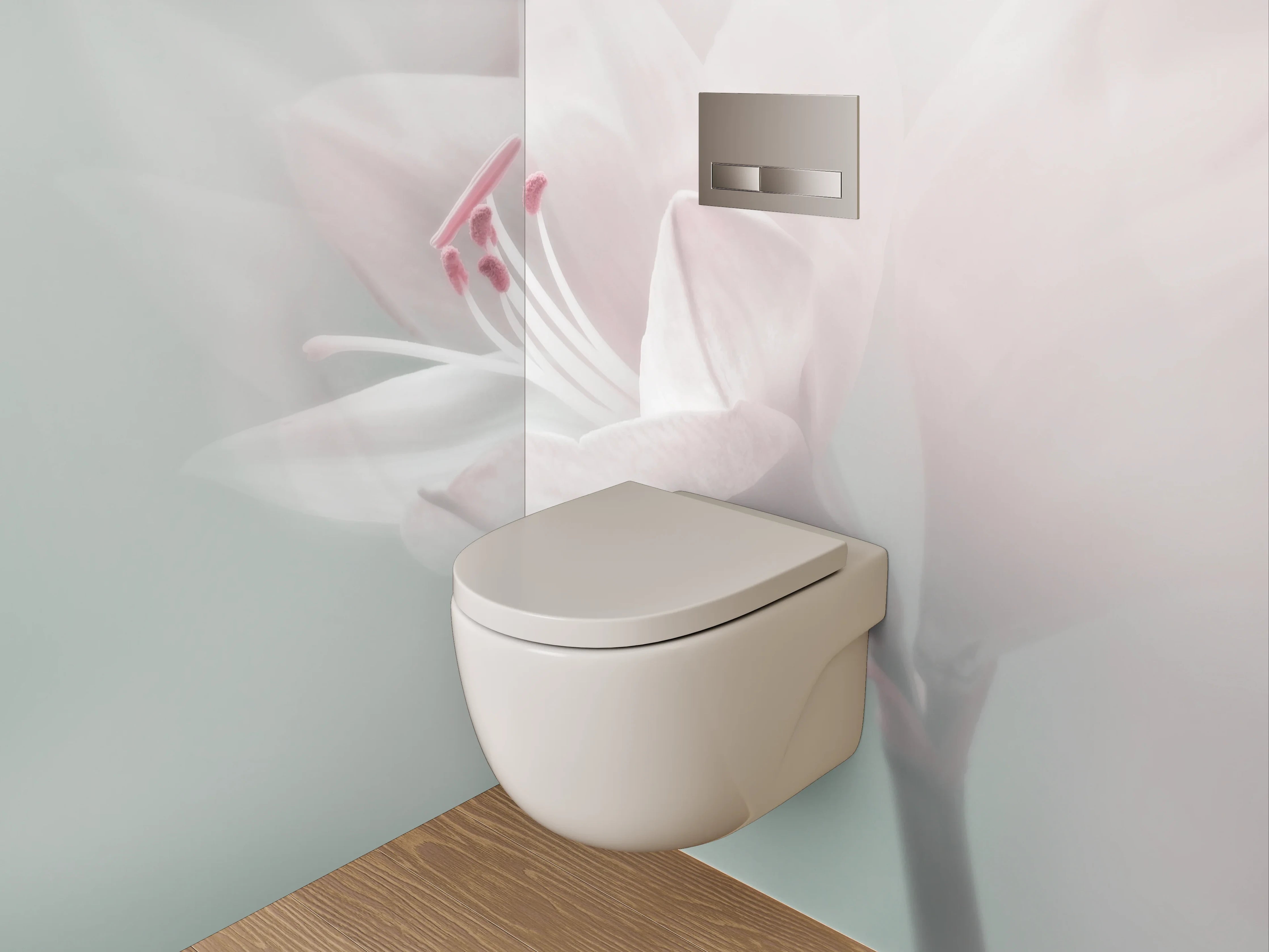 WC-Rückwand - Zarte Blüte in Pastellweiß