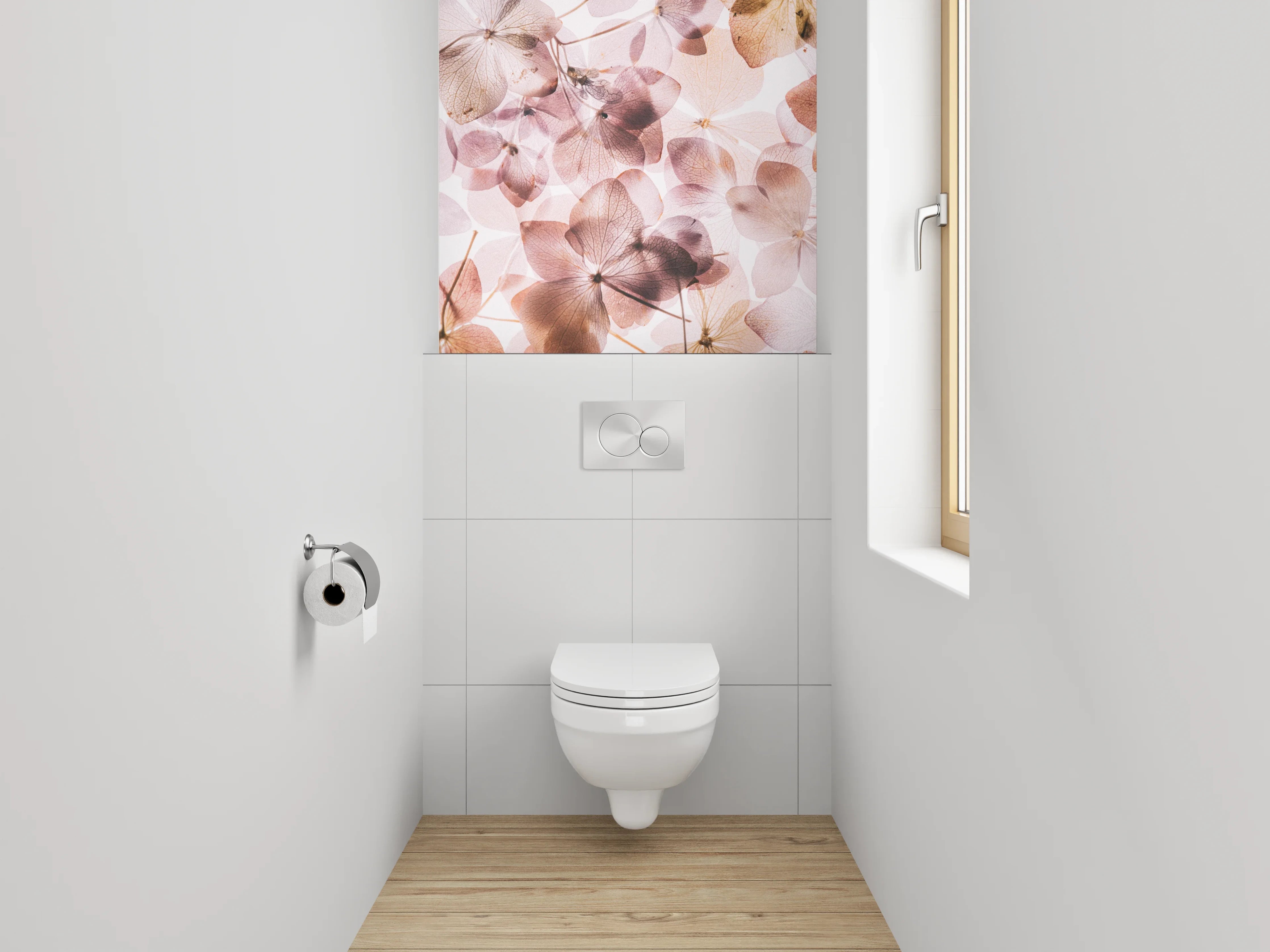 WC-Rückwand - Zarte Blüten Aquarell Pastelloptik