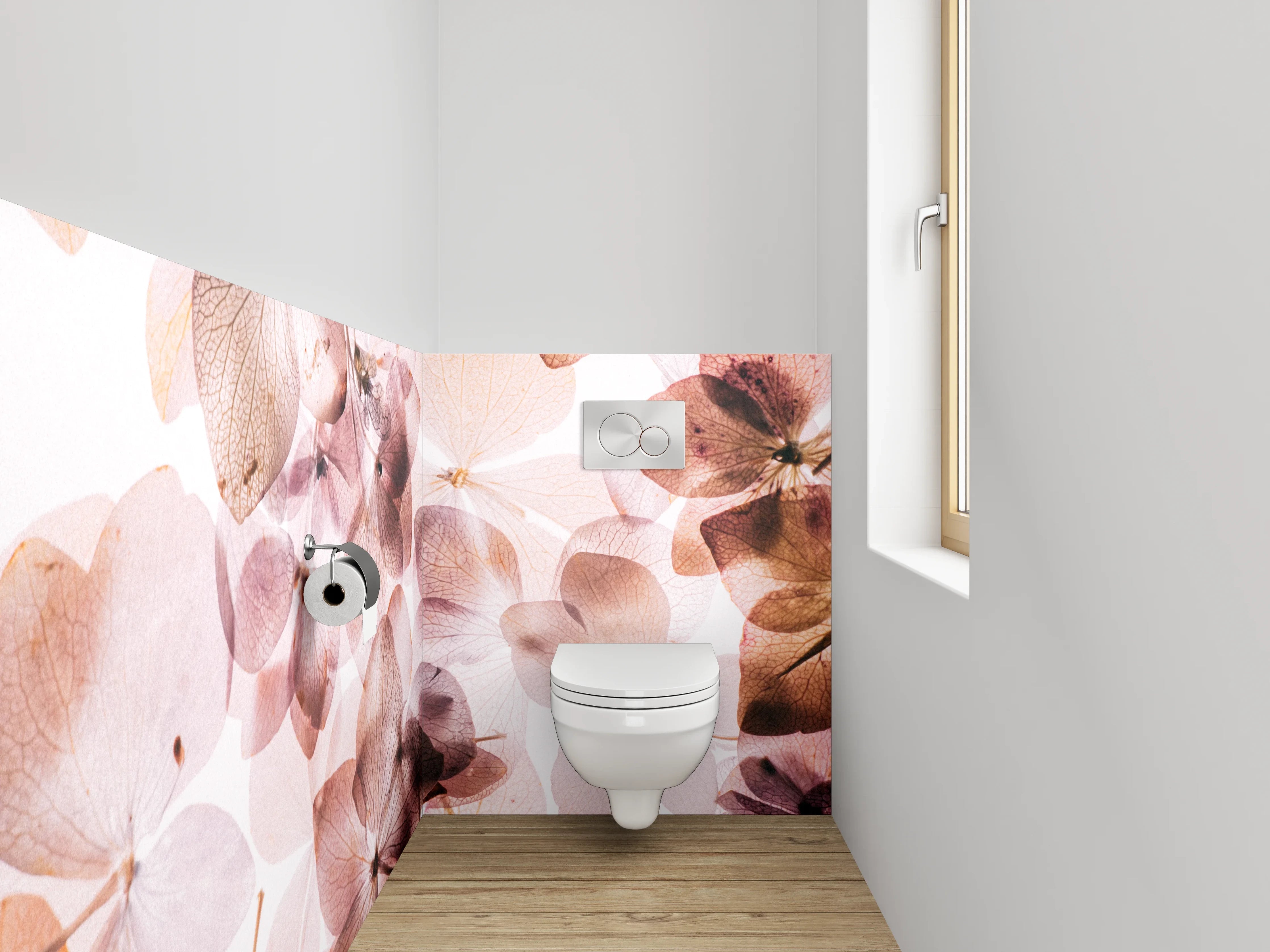 WC-Rückwand - Zarte Blüten Aquarell Pastelloptik