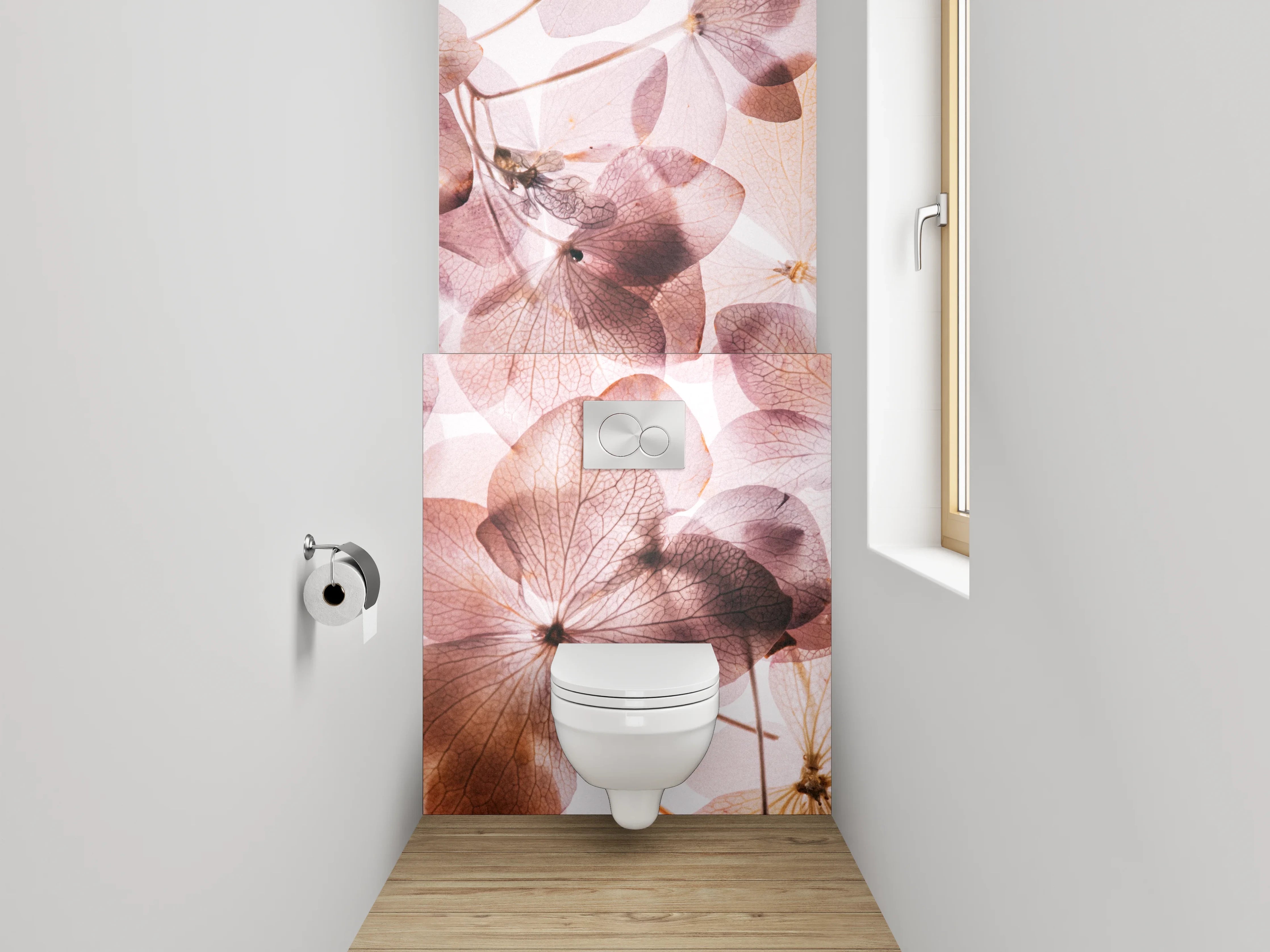 WC-Rückwand - Zarte Blüten Aquarell Pastelloptik