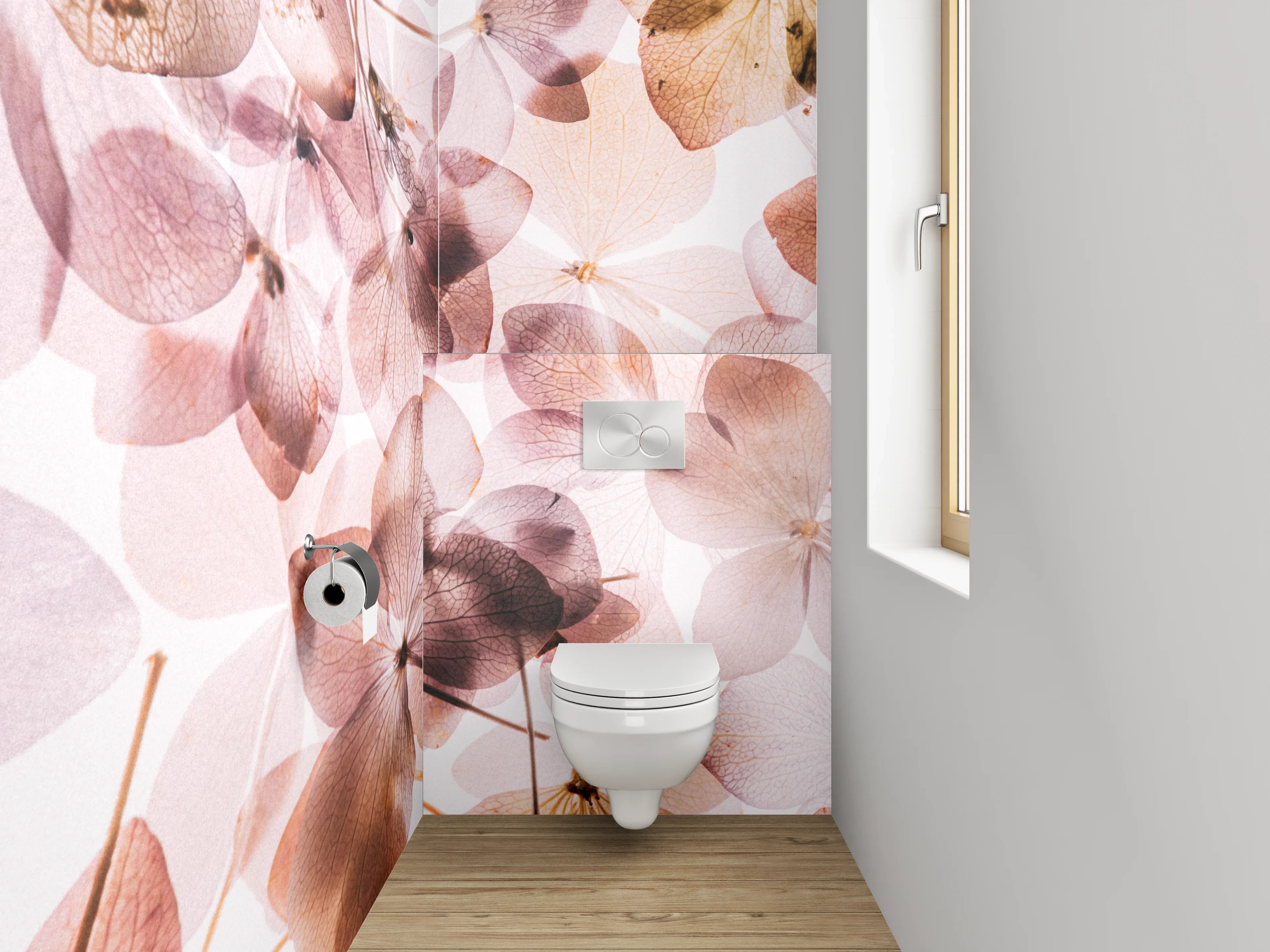 WC-Rückwand - Zarte Blüten Aquarell Pastelloptik