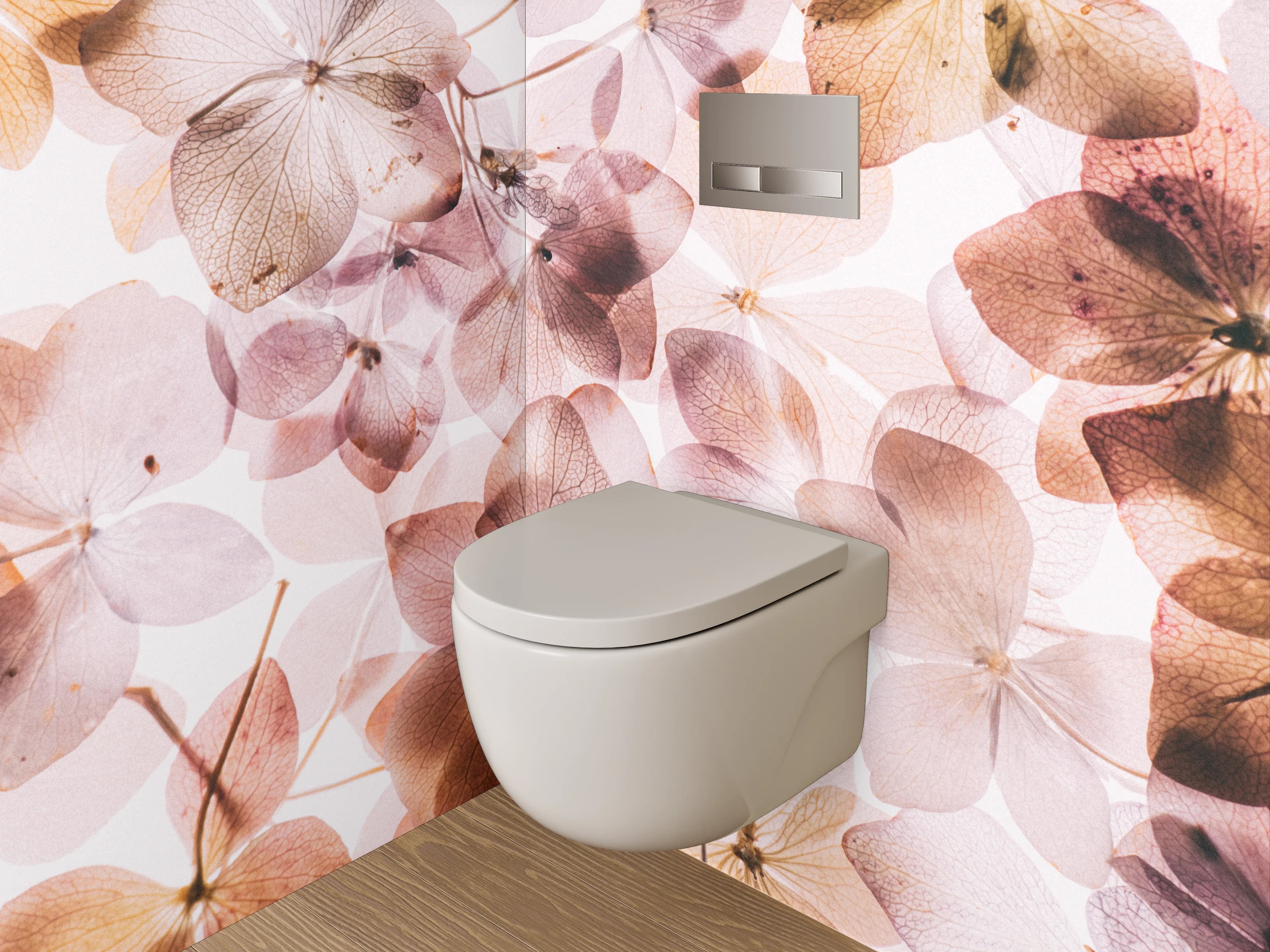 WC-Rückwand - Zarte Blüten Aquarell Pastelloptik