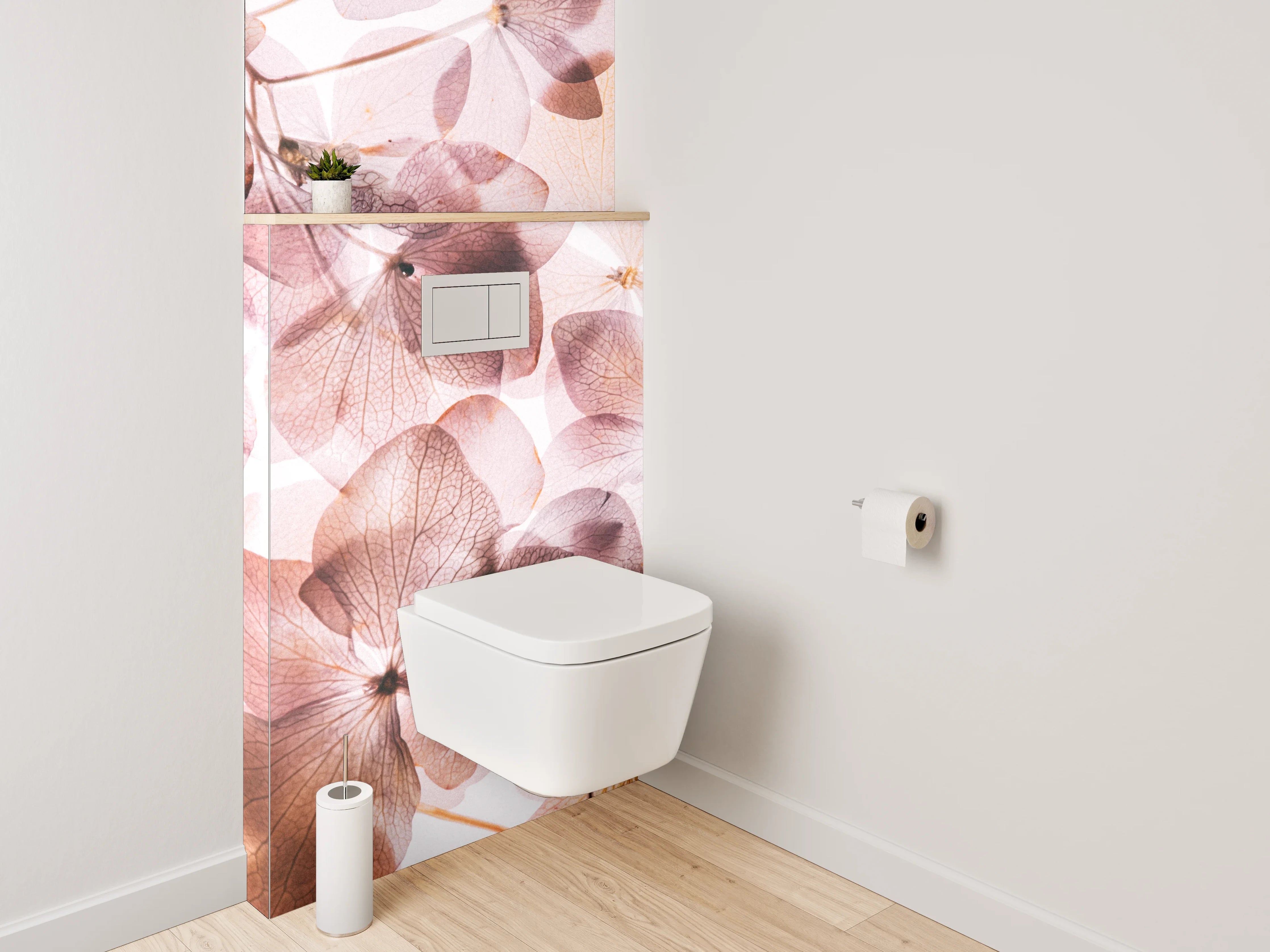 WC-Rückwand - Zarte Blüten Aquarell Pastelloptik