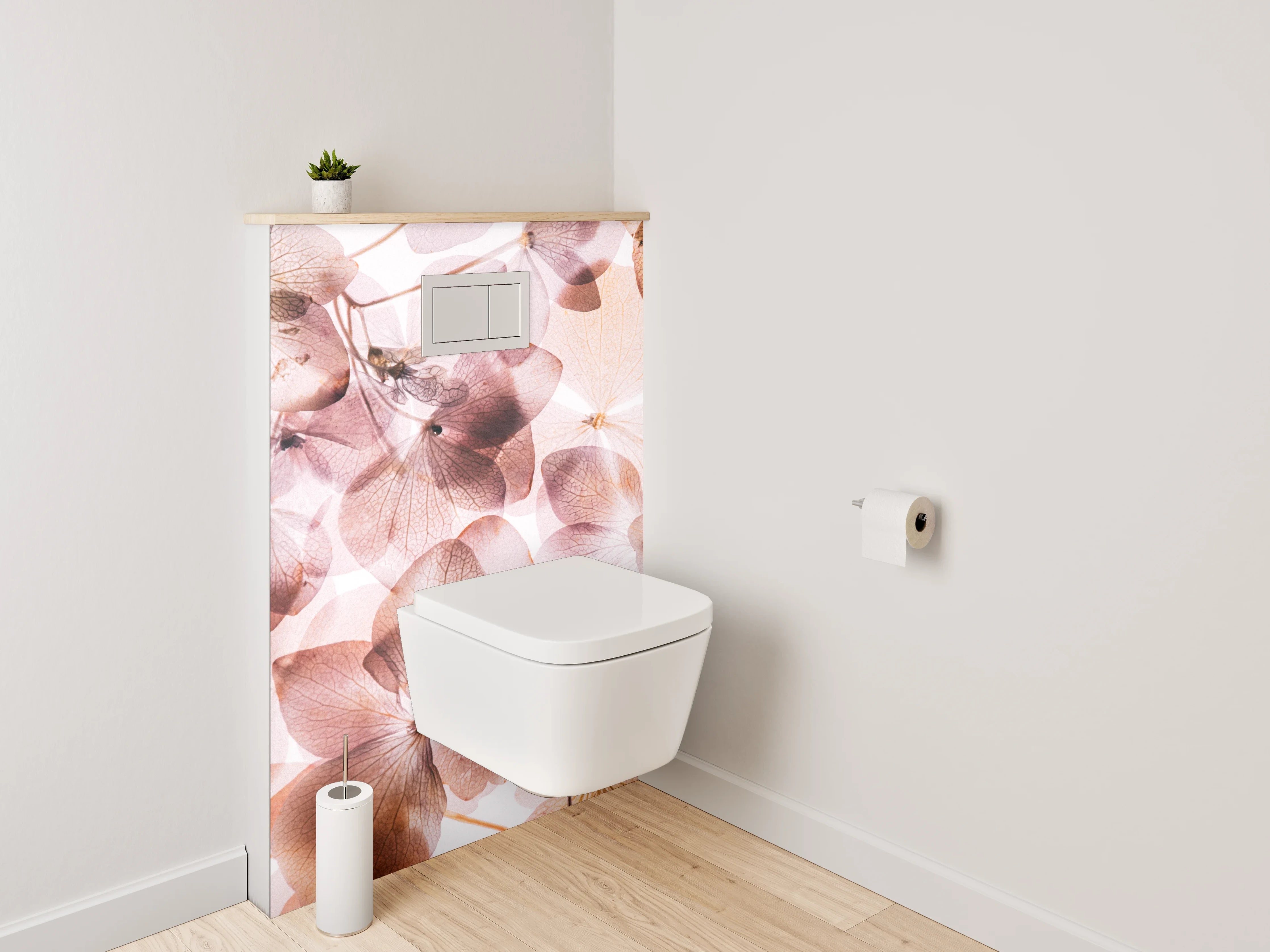 WC-Rückwand - Zarte Blüten Aquarell Pastelloptik