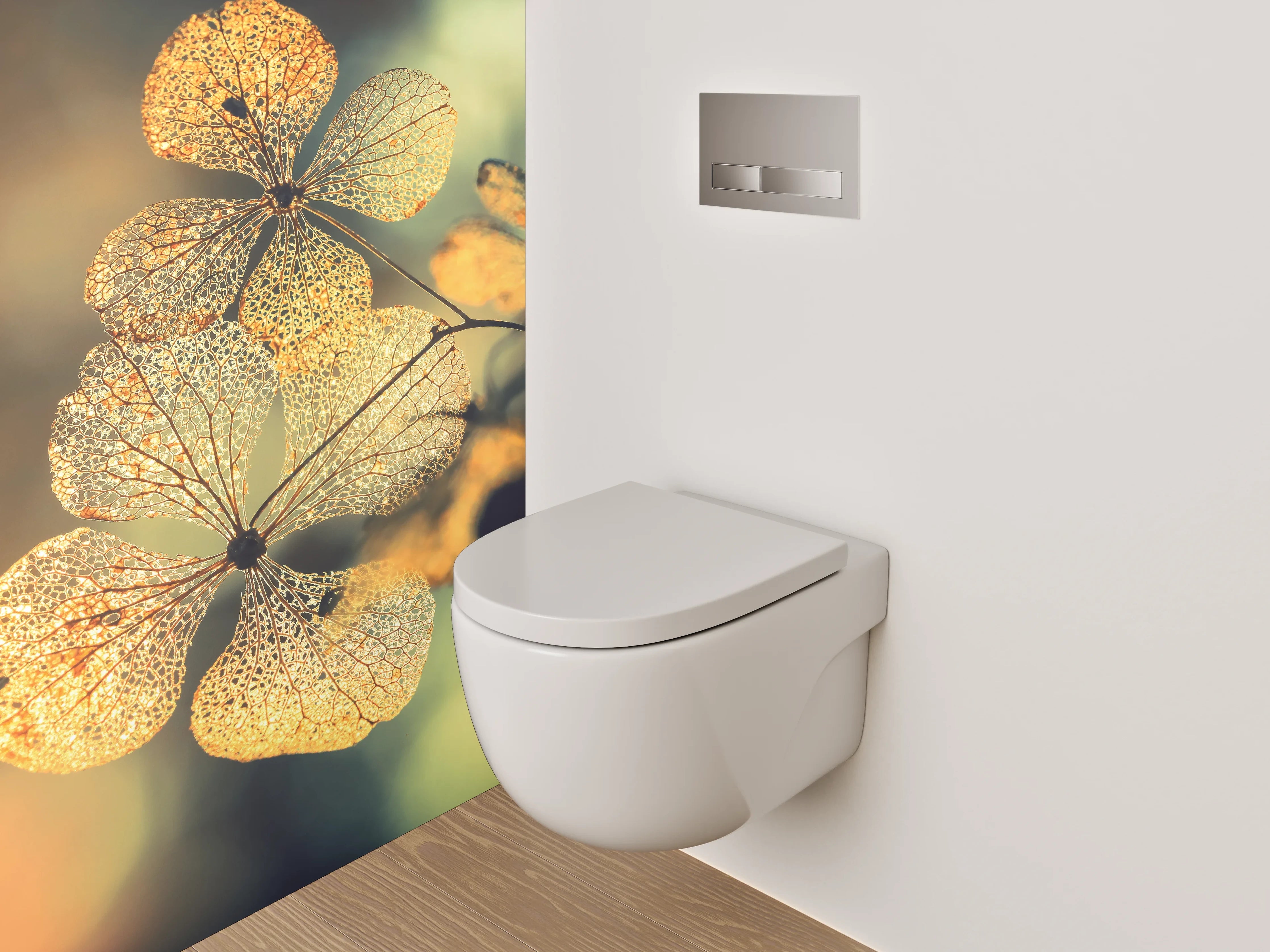 WC-Rückwand - Zarte Blüten im warmen Sonnenlicht