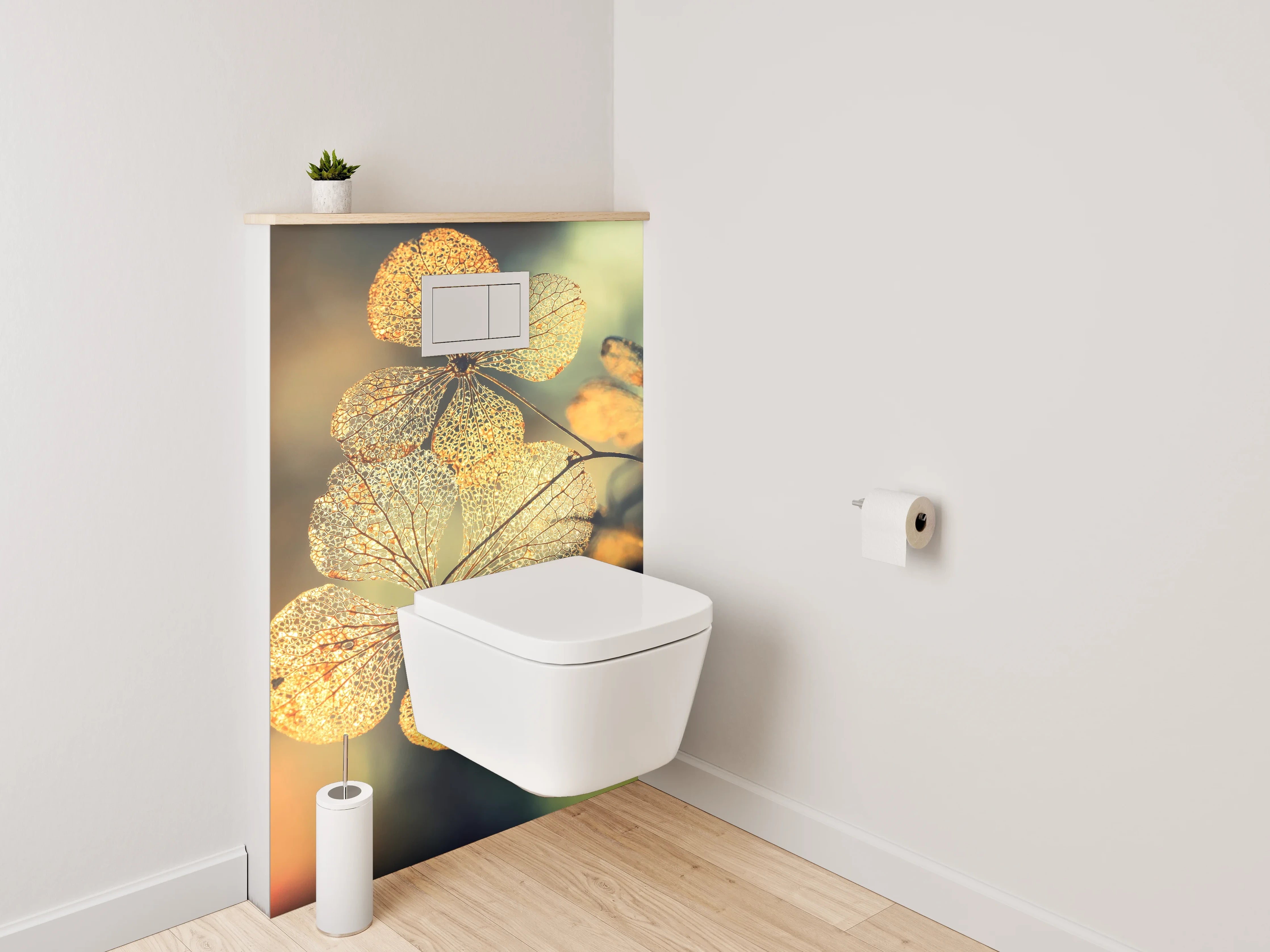 WC-Rückwand - Zarte Blüten im warmen Sonnenlicht