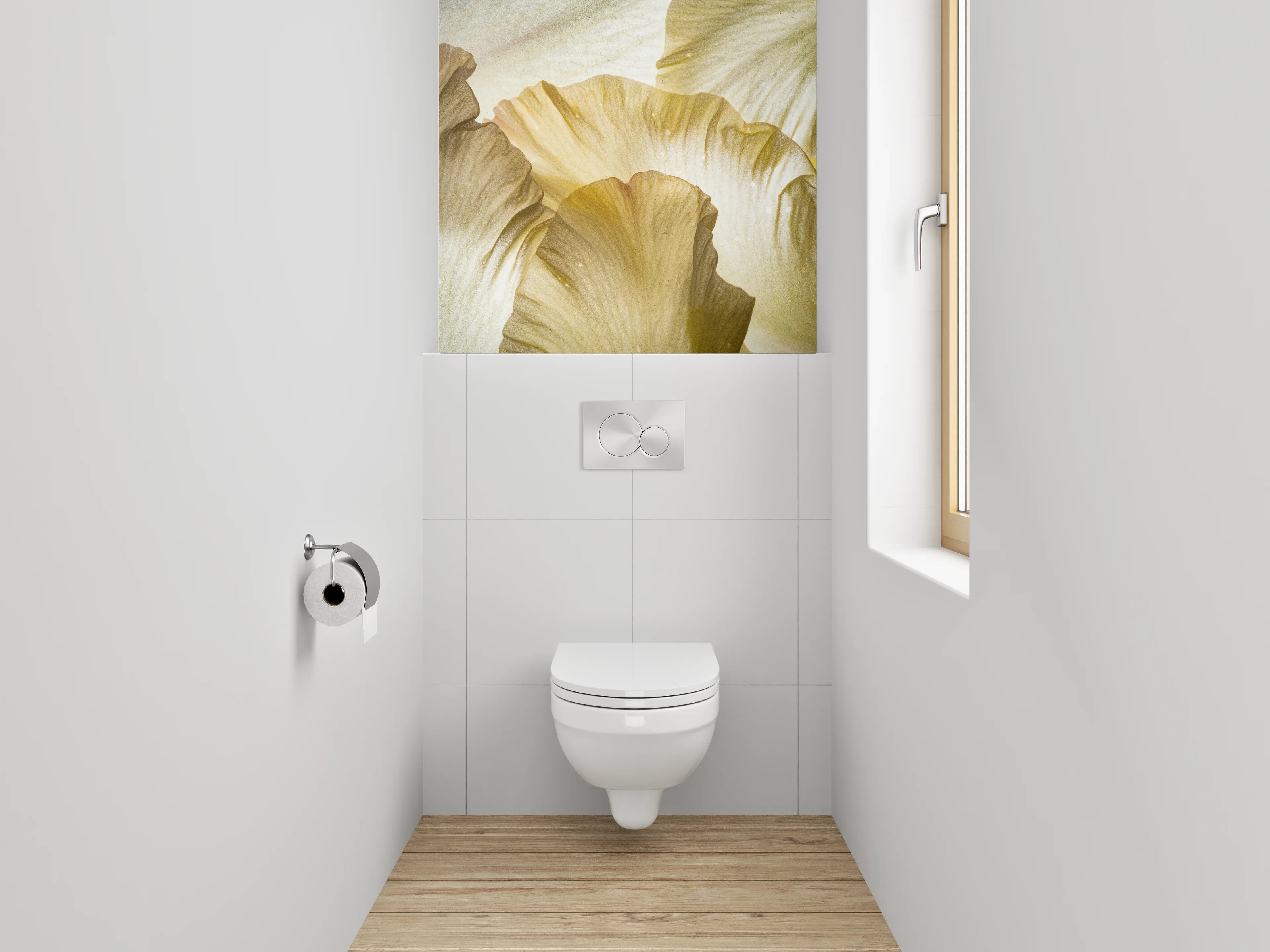 WC-Rückwand - Zarte Blütenstruktur Beige Creme