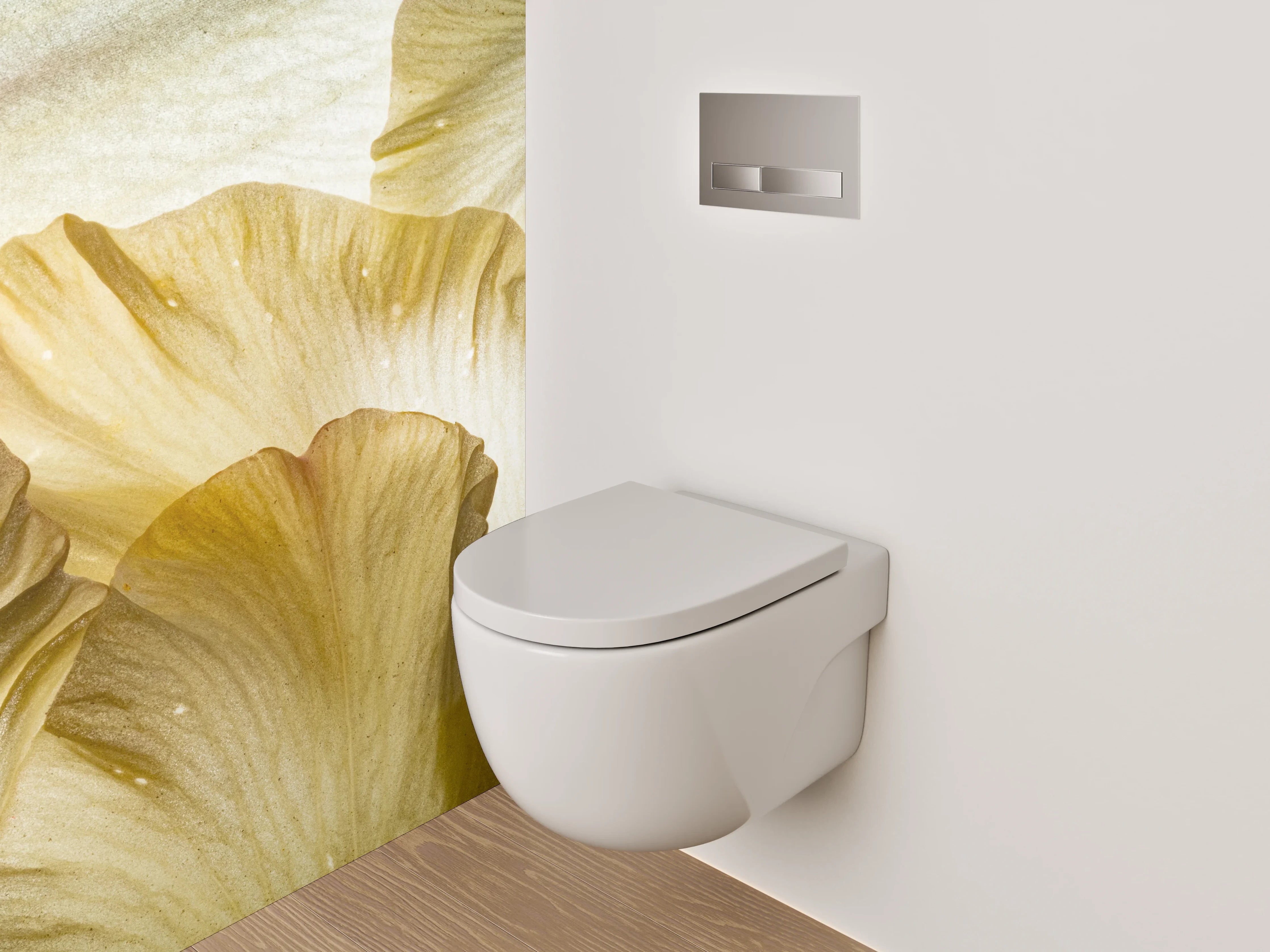 WC-Rückwand - Zarte Blütenstruktur Beige Creme