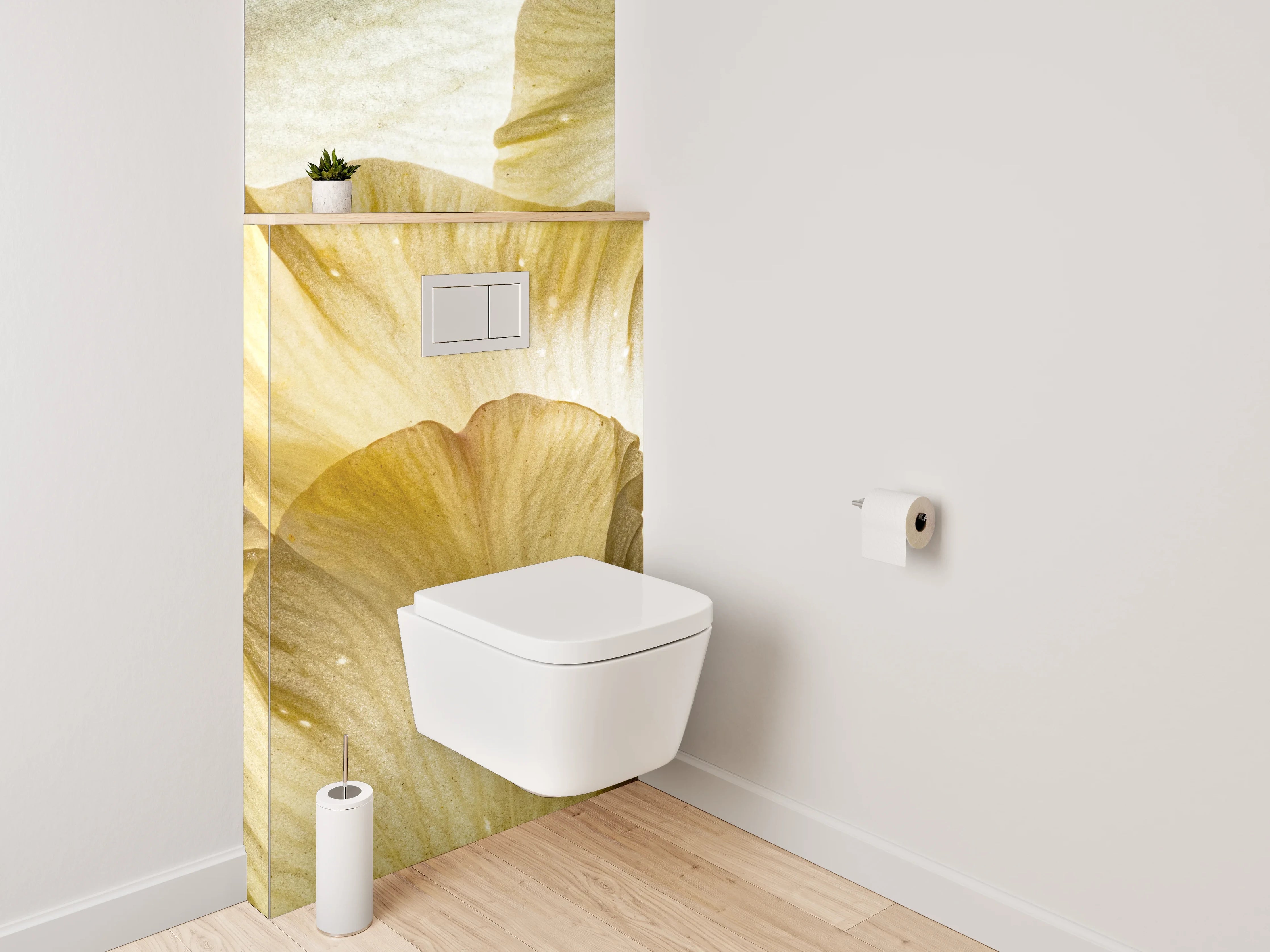 WC-Rückwand - Zarte Blütenstruktur Beige Creme