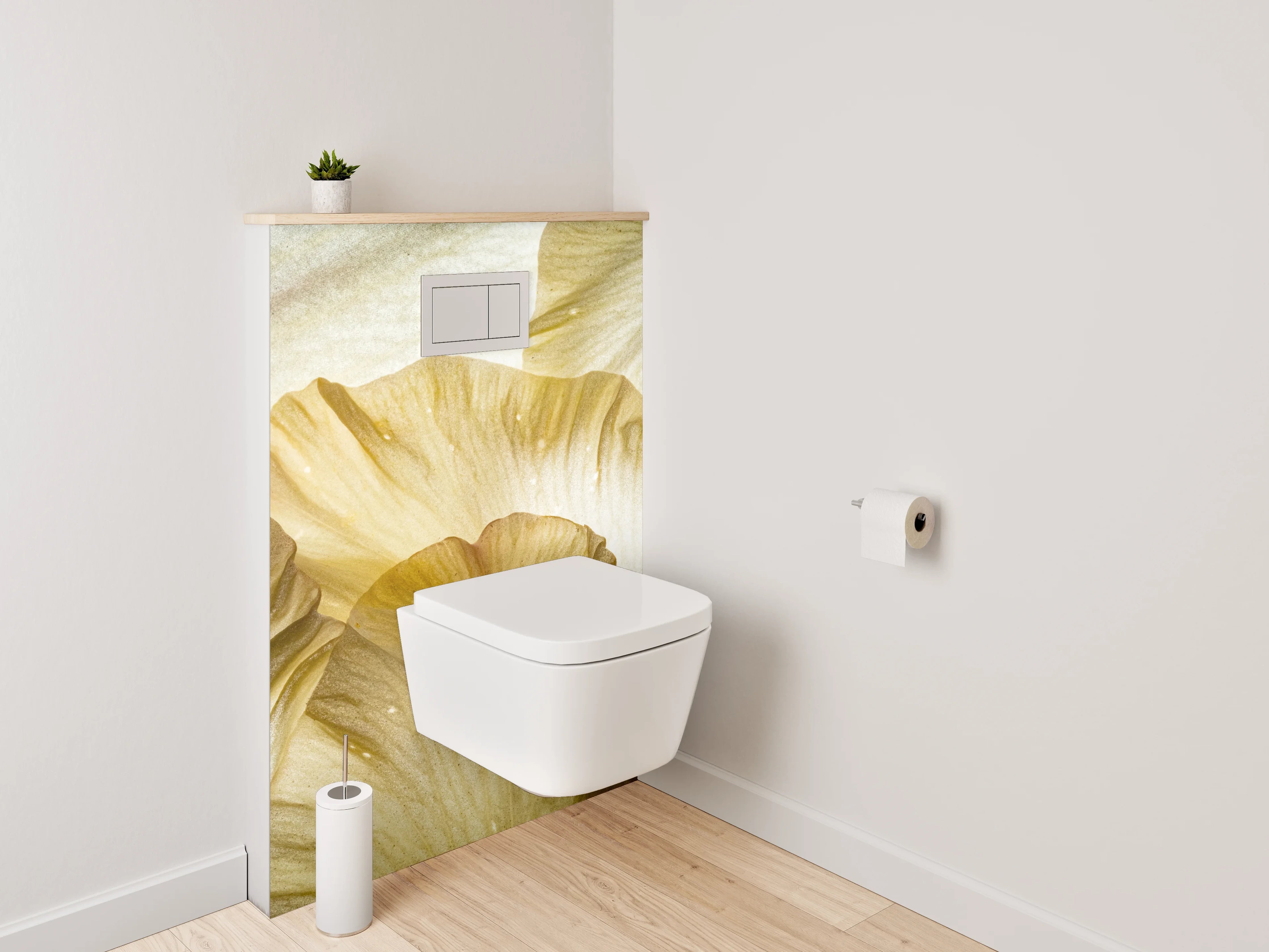WC-Rückwand - Zarte Blütenstruktur Beige Creme
