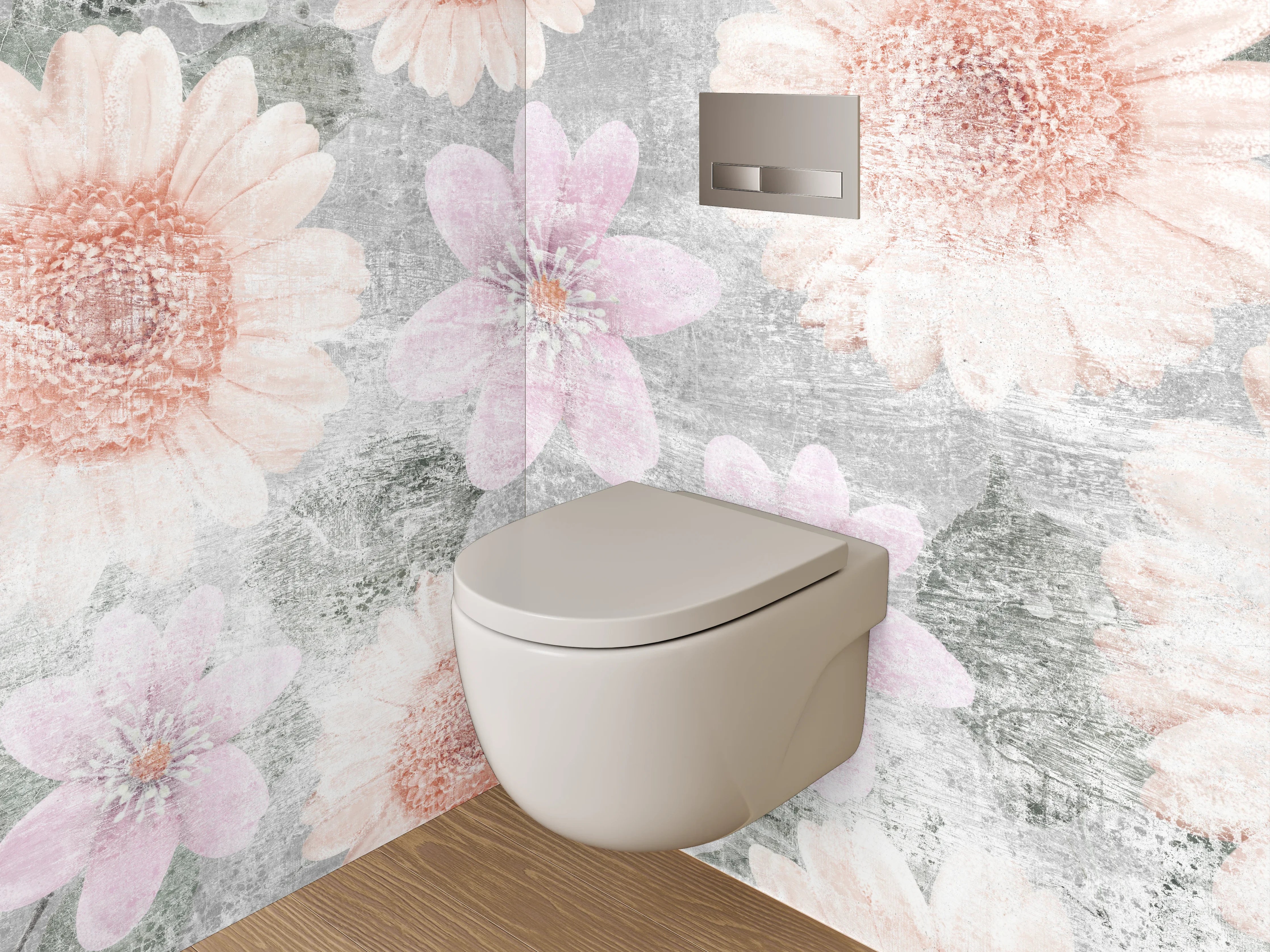 WC-Rückwand - Zarte Blumen auf Vintage-Hintergrund