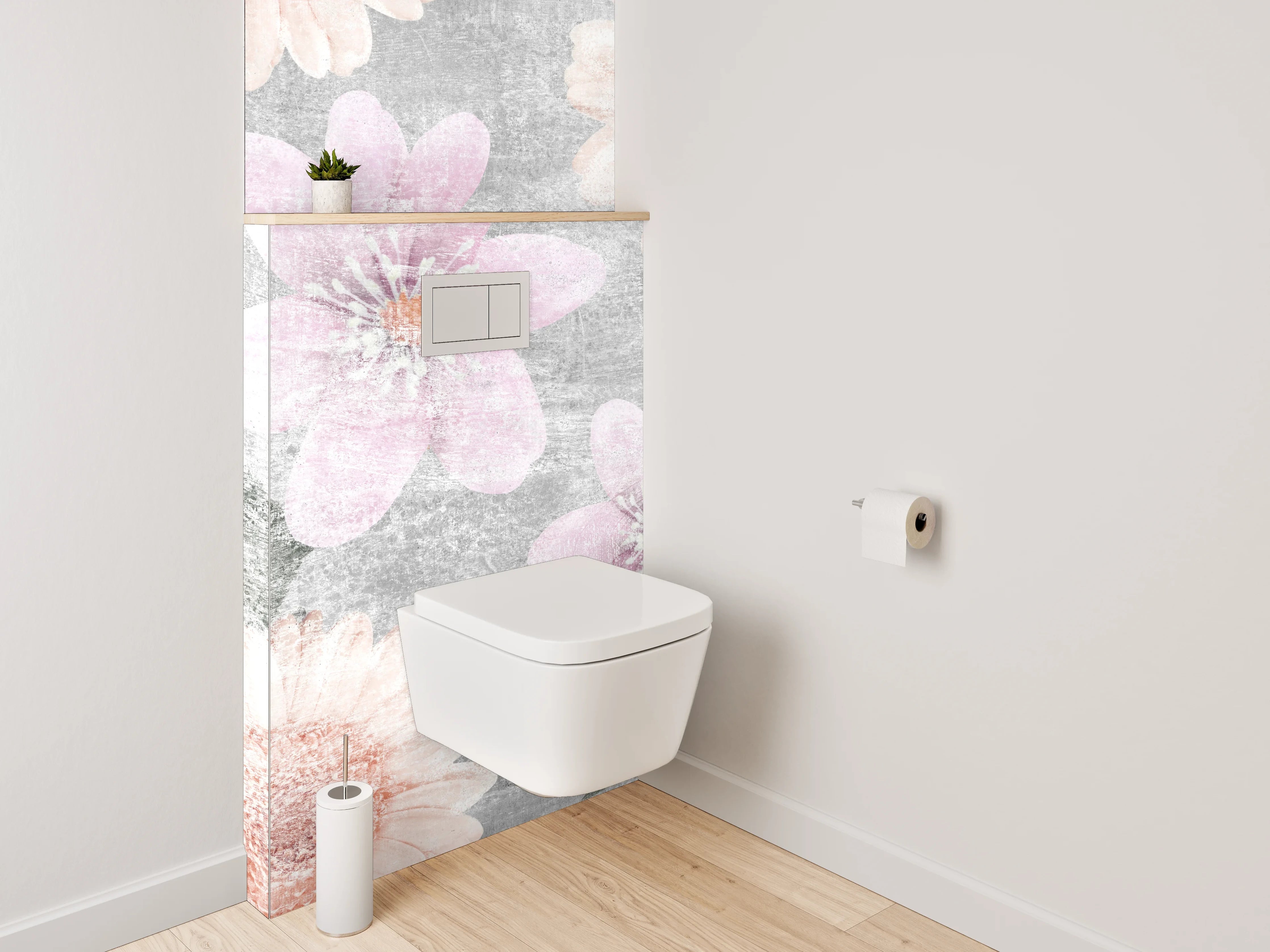 WC-Rückwand - Zarte Blumen auf Vintage-Hintergrund