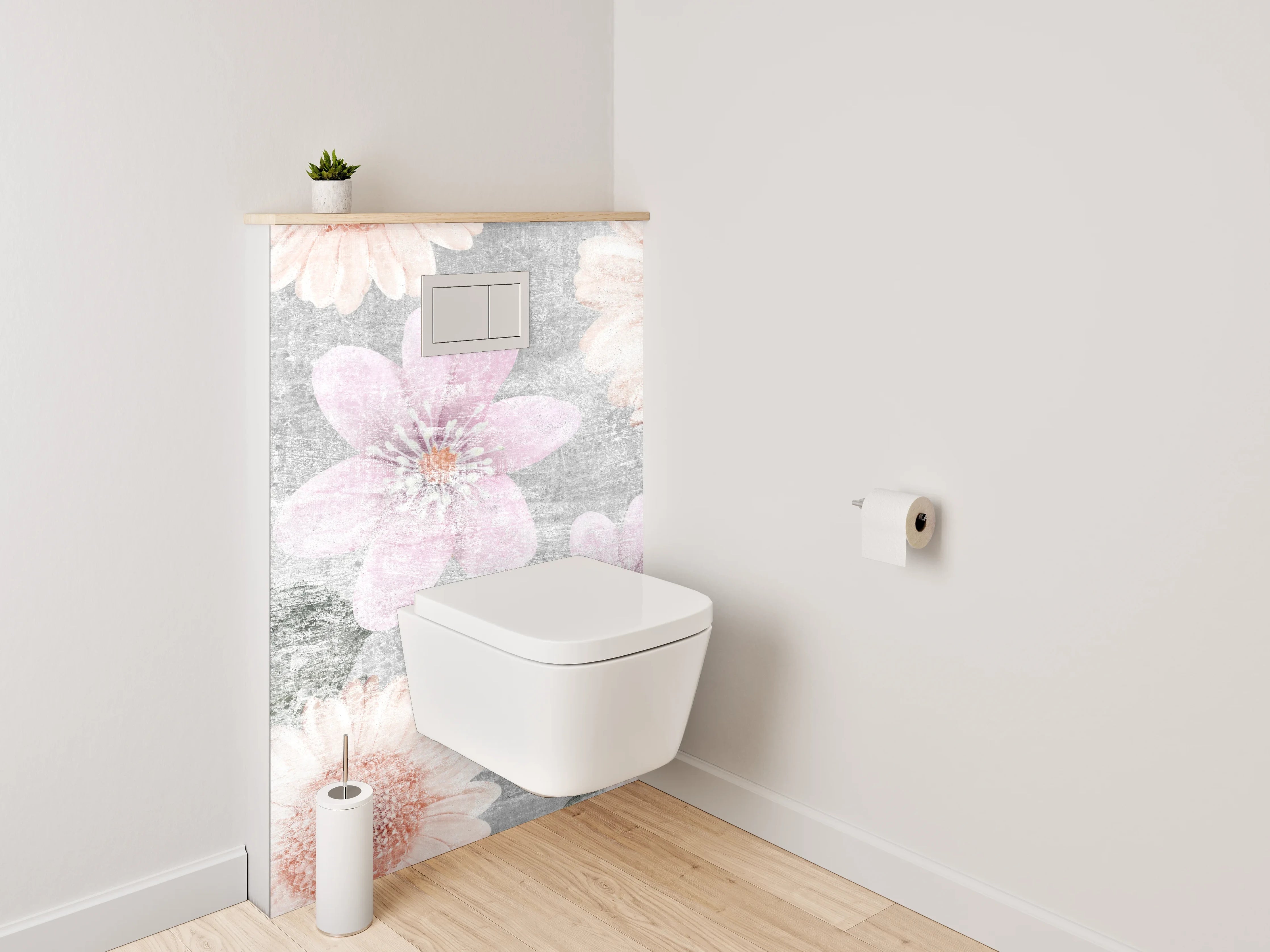 WC-Rückwand - Zarte Blumen auf Vintage-Hintergrund