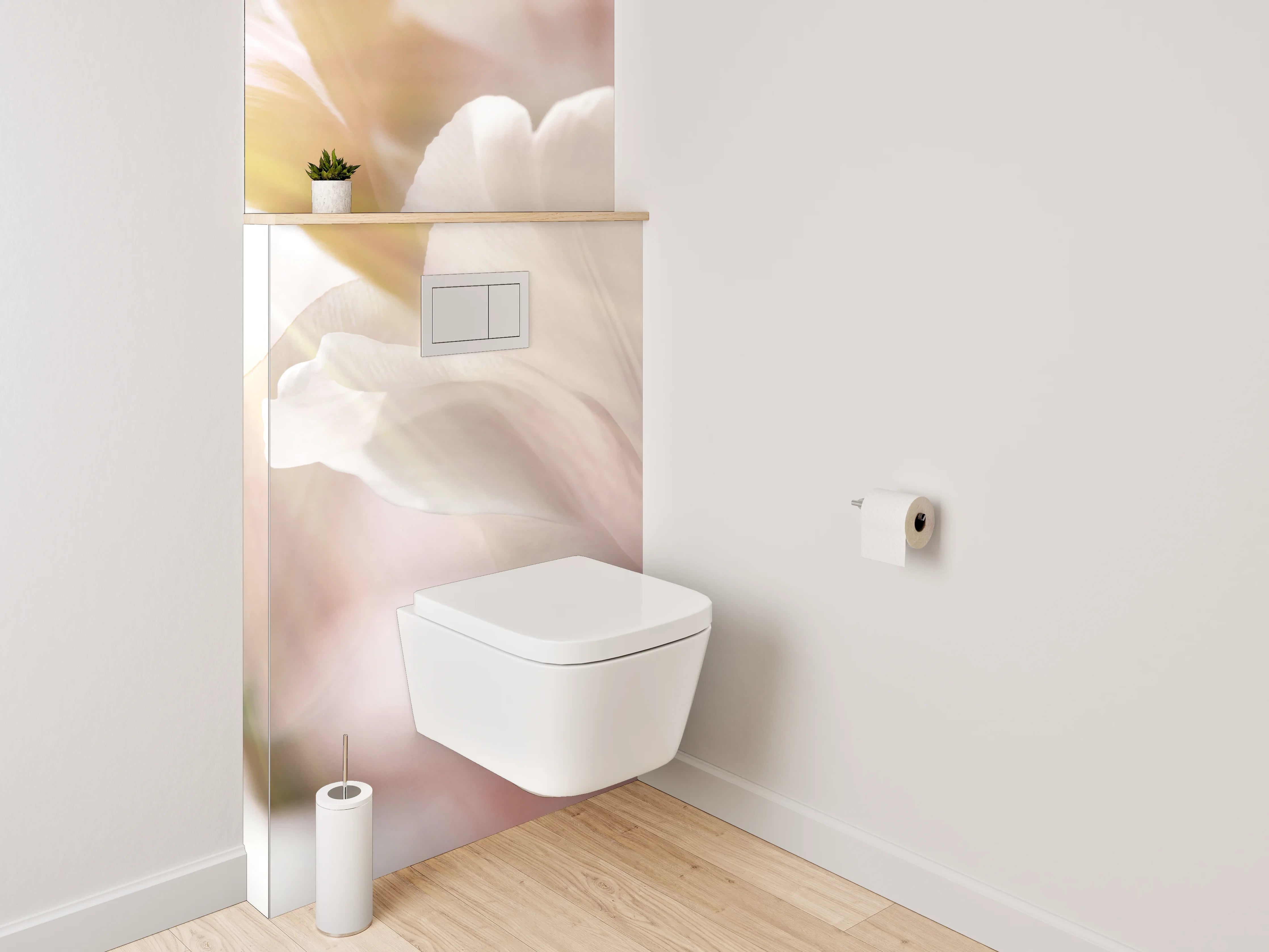 WC-Rückwand - Zarte Blumen in sanftem Licht