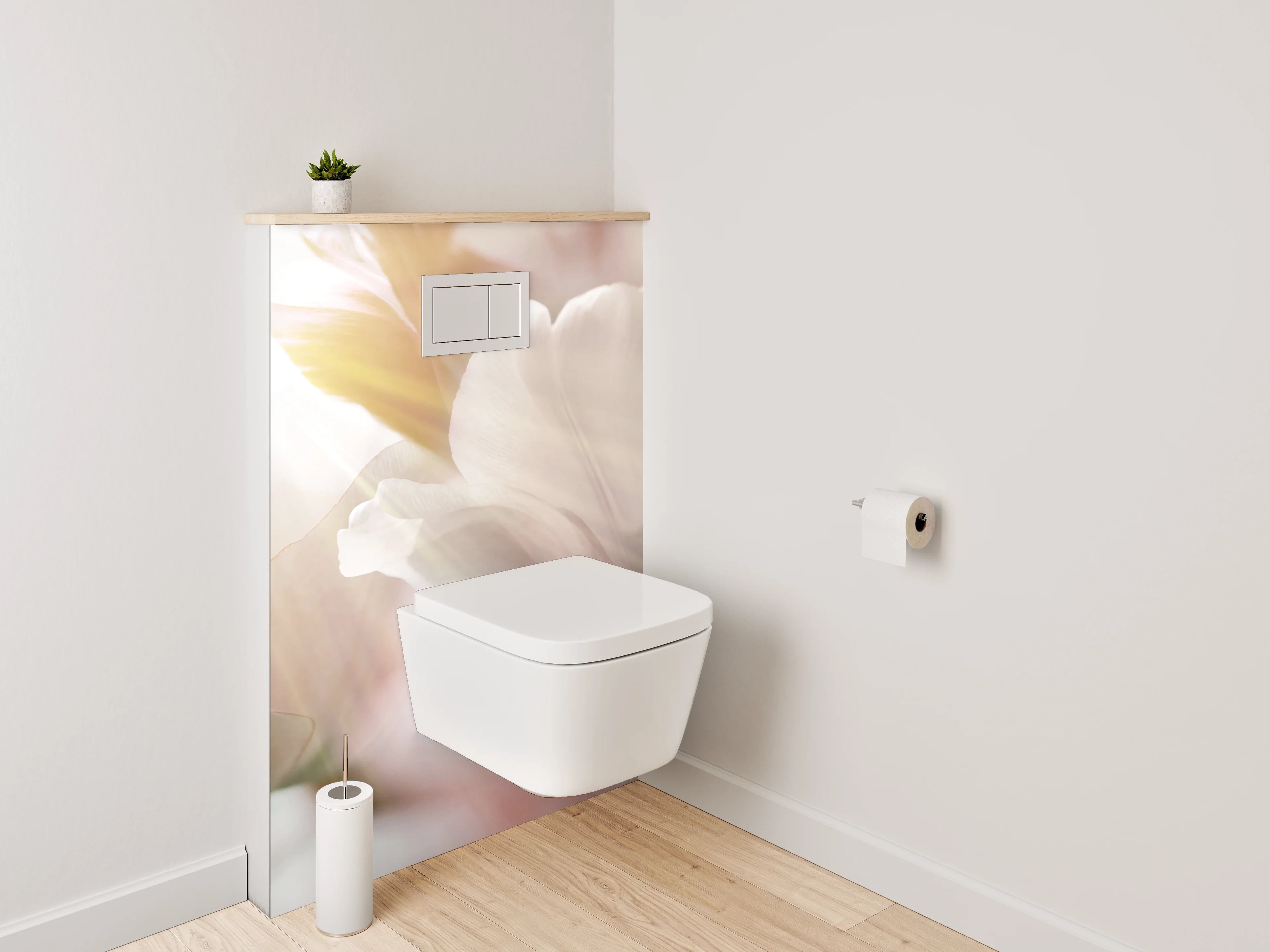 WC-Rückwand - Zarte Blumen in sanftem Licht