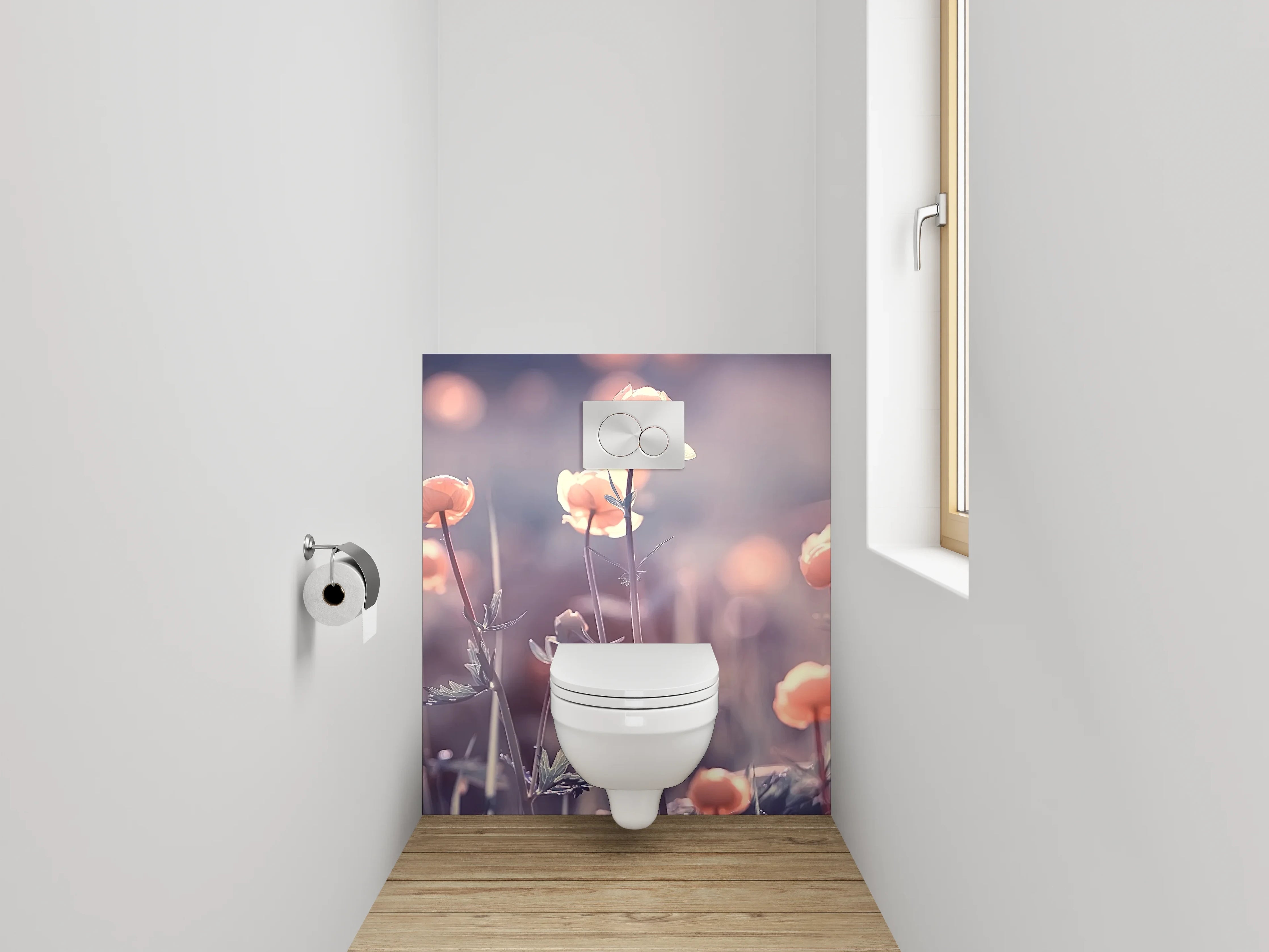 WC-Rückwand - Zarte Blumenwiese in Pastell