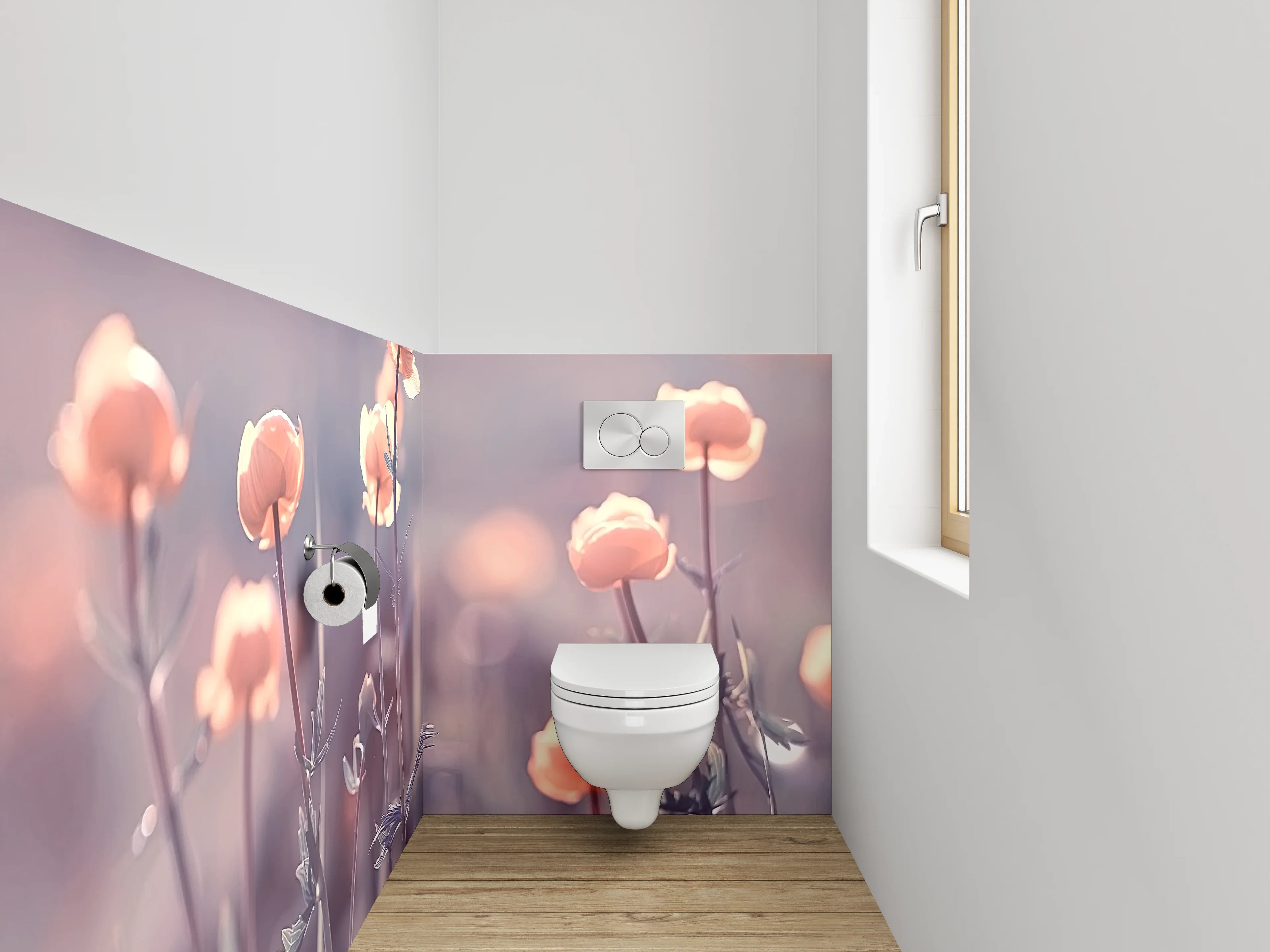 WC-Rückwand - Zarte Blumenwiese in Pastell