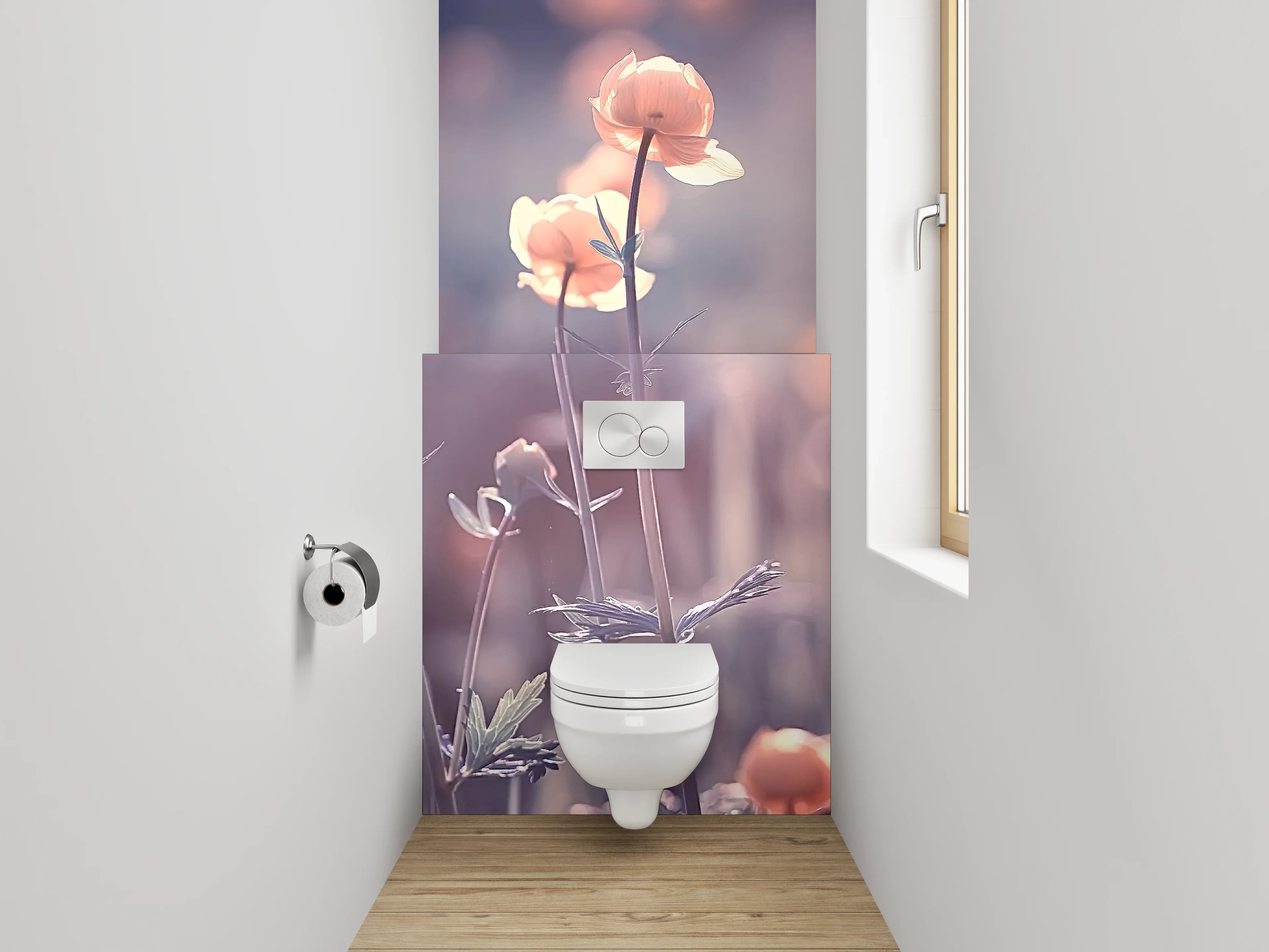 WC-Rückwand - Zarte Blumenwiese in Pastell