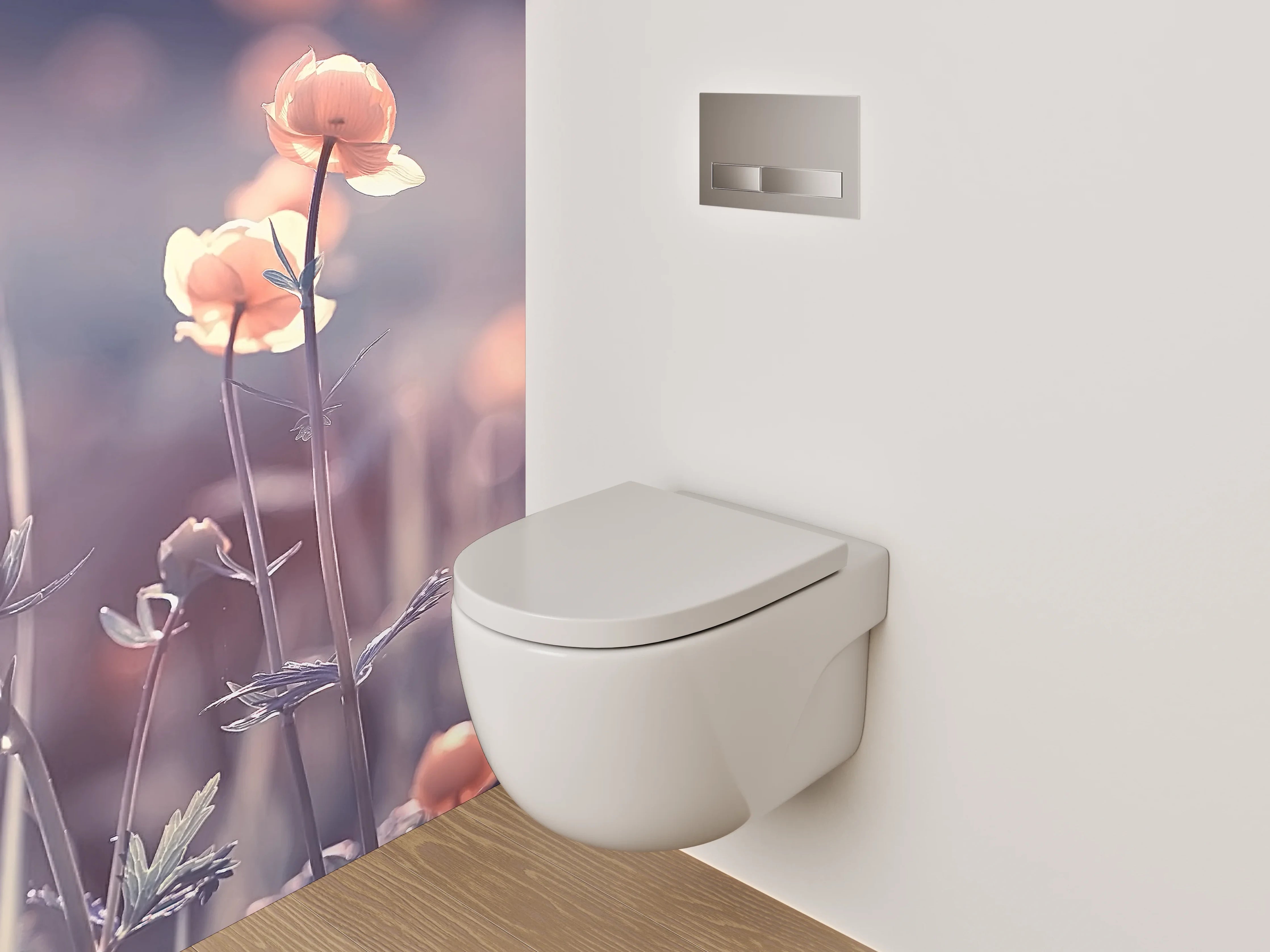 WC-Rückwand - Zarte Blumenwiese in Pastell